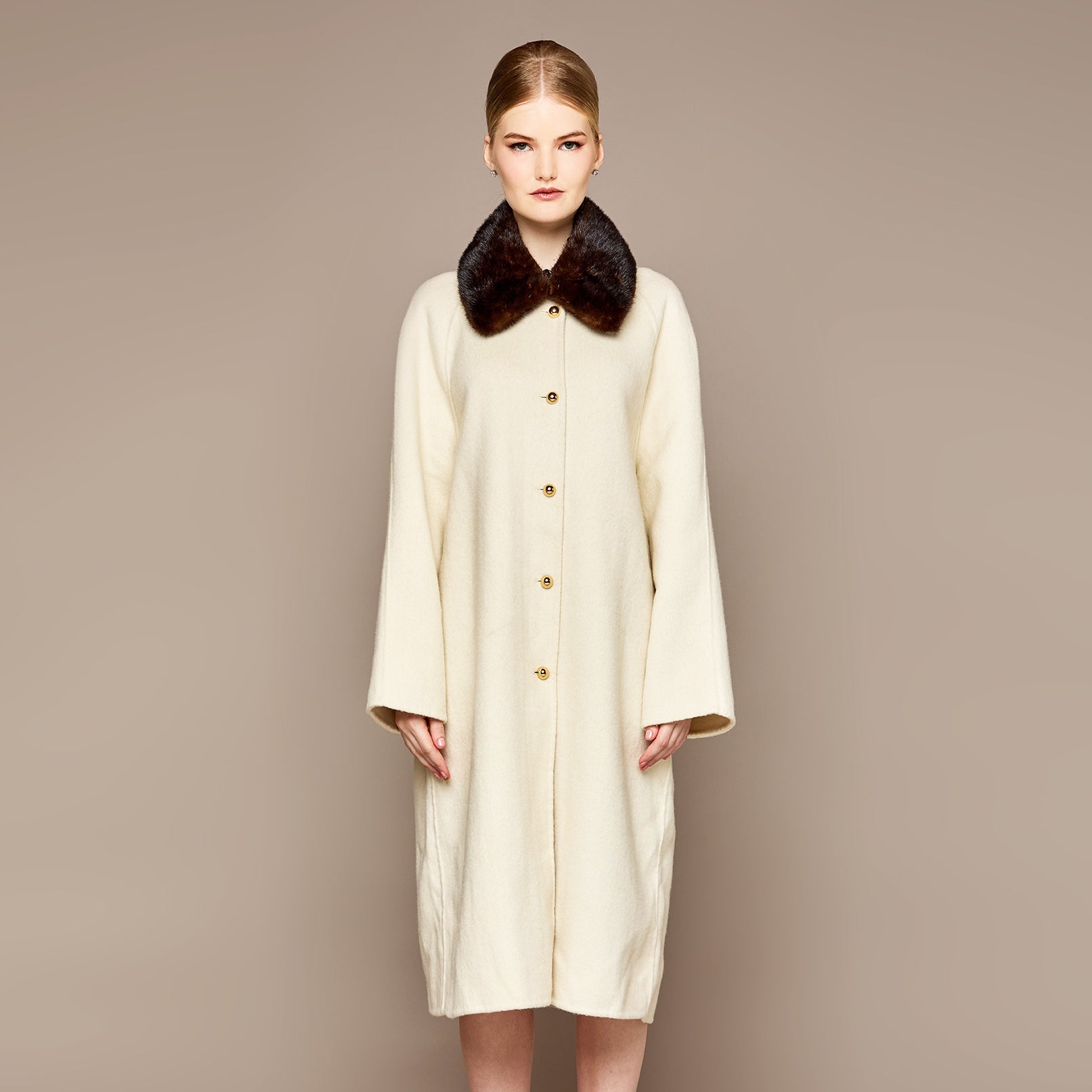 MME.MINK WOOL OPERA COAT - CREAM