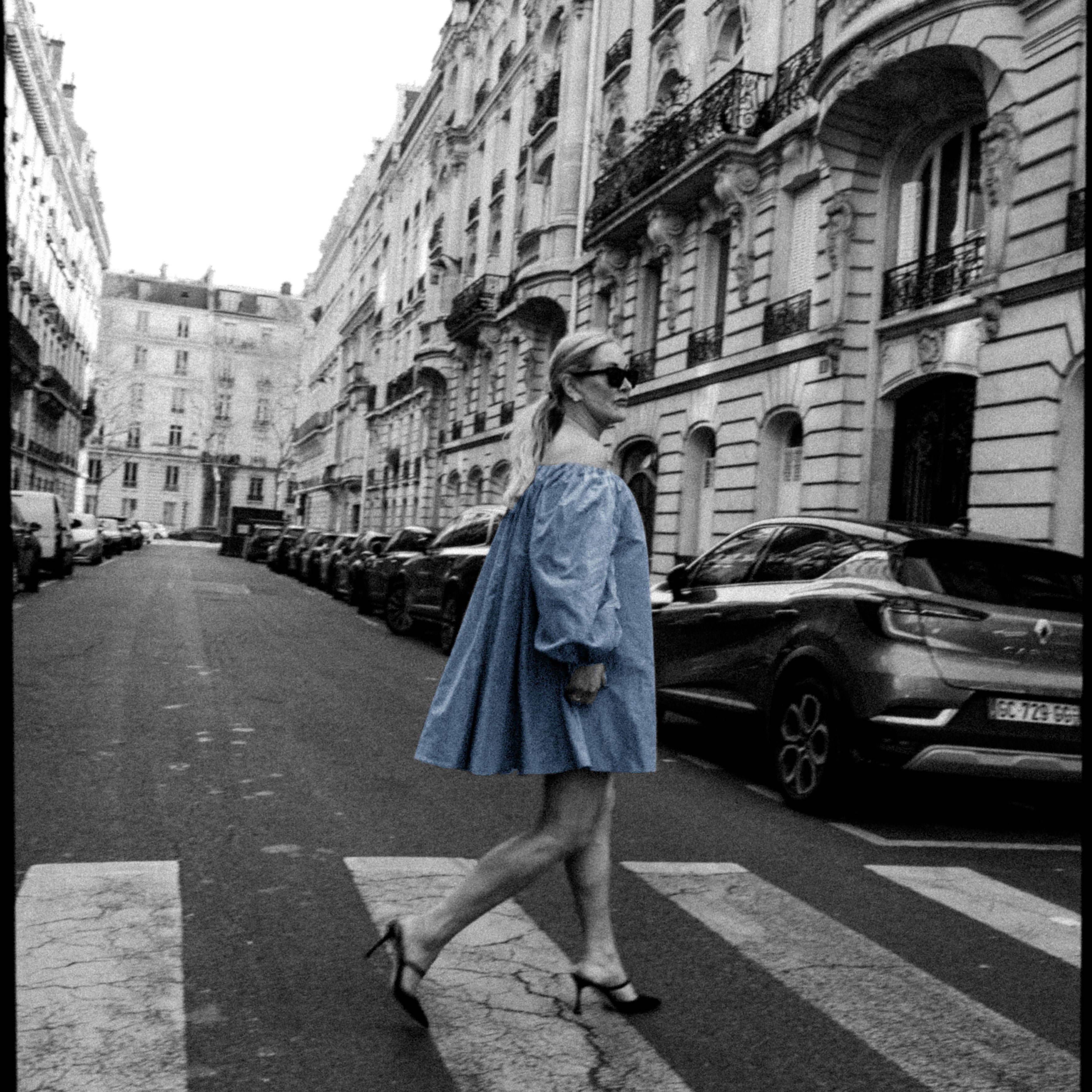 MME. GRACE Dress - Reversible CORNFLOWER/ROSE*