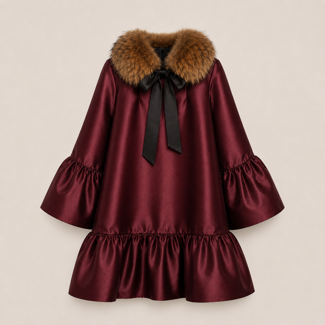 MME.MADISON SATIN TWILL DRESS - BURGUNDY