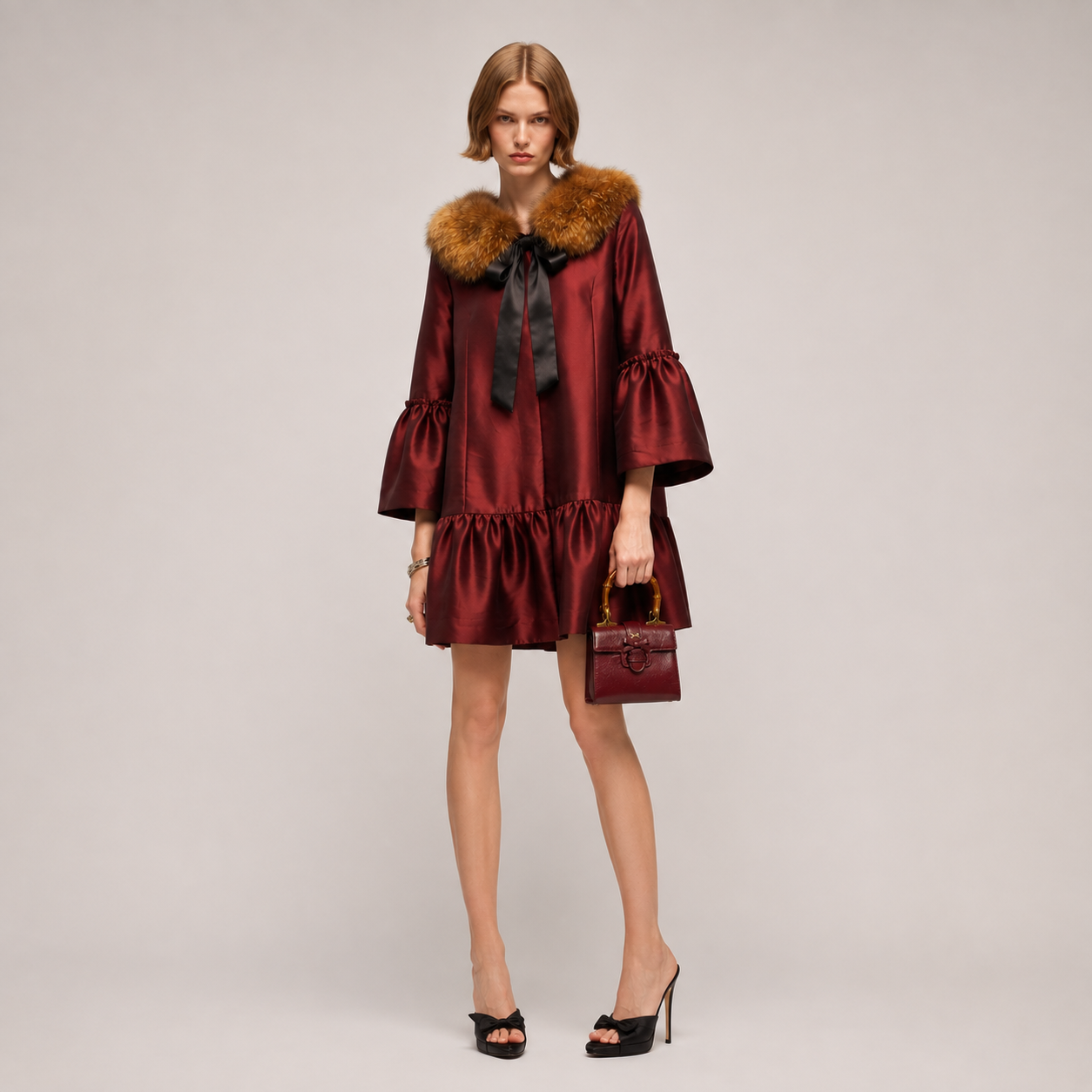 MME.MADISON SATIN TWILL DRESS - ROSE