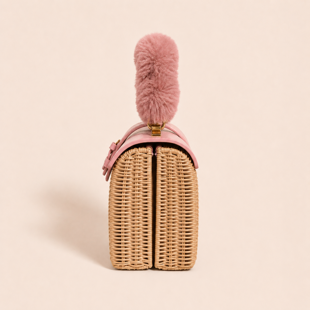 THE CARLTON BOW MINK BASKET 20cm - ROSE "Crushed Patent"
