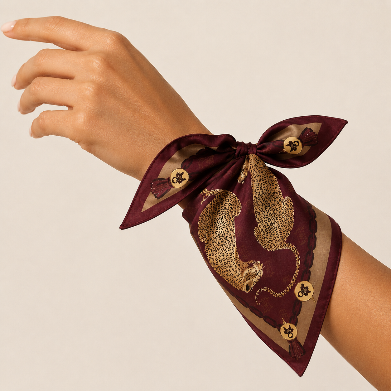 MME. LEOPARD SCARF - BURGUNDY