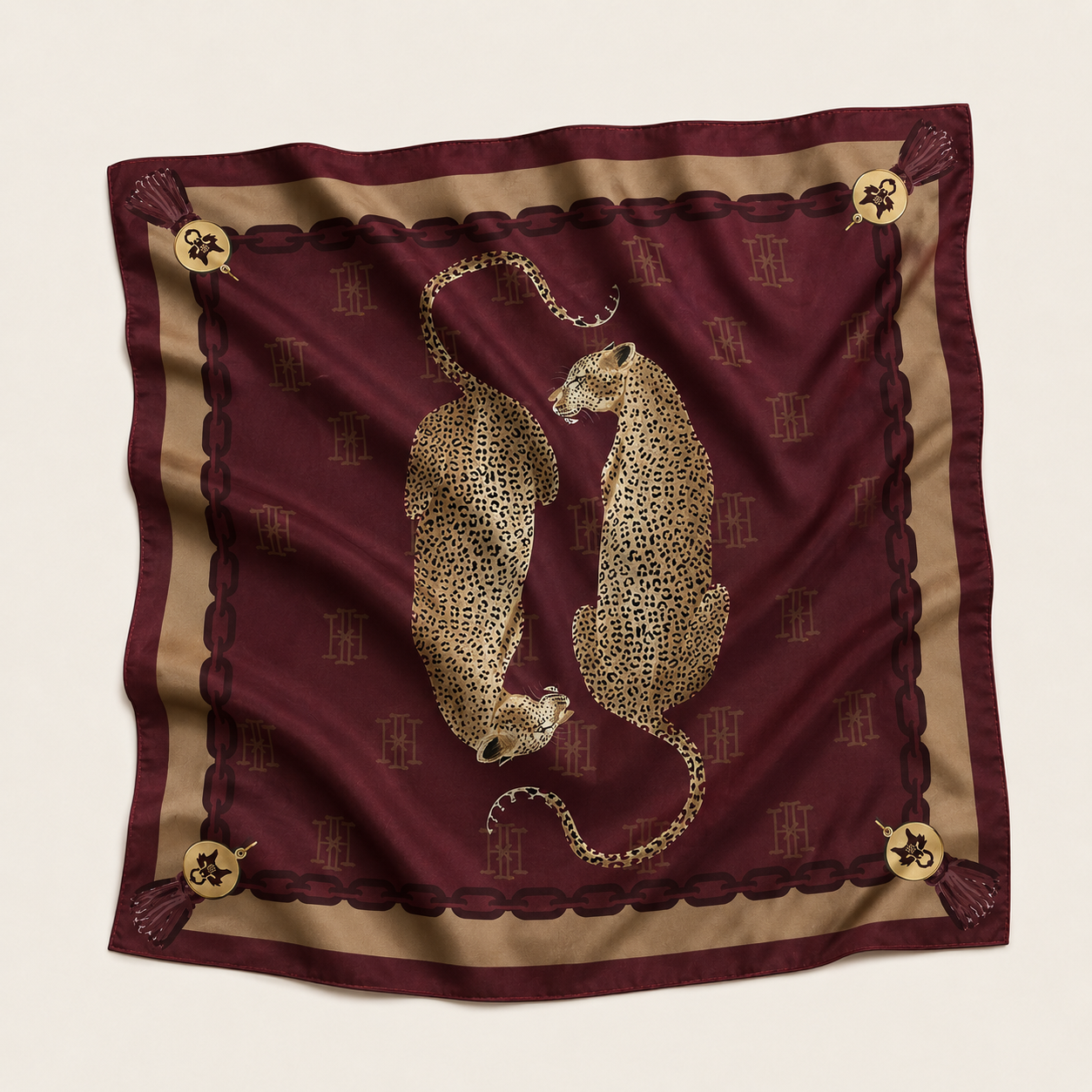 MME. LEOPARD SCARF - BURGUNDY