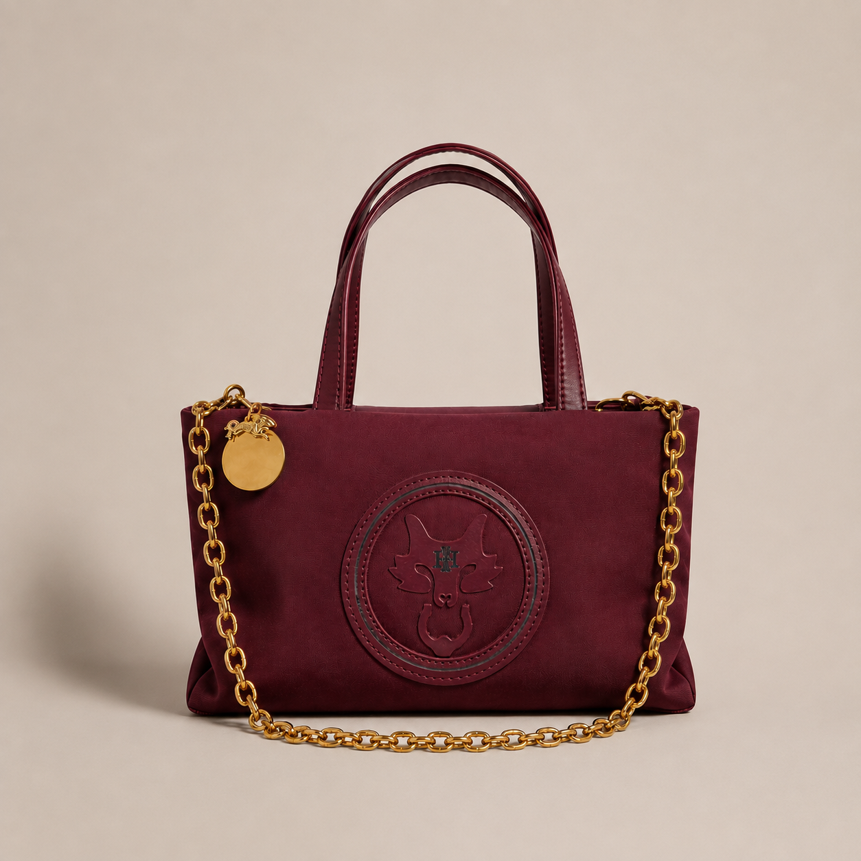 THE CARLTON SUEDE TOTE - BURGUNDY