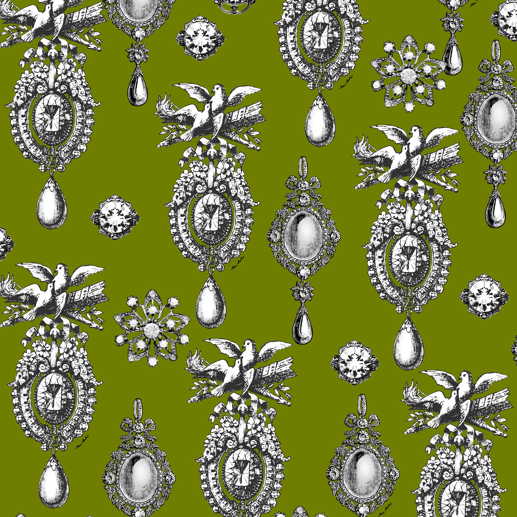 MME. "BROOCH" GARDEN Dress - Chartreuse