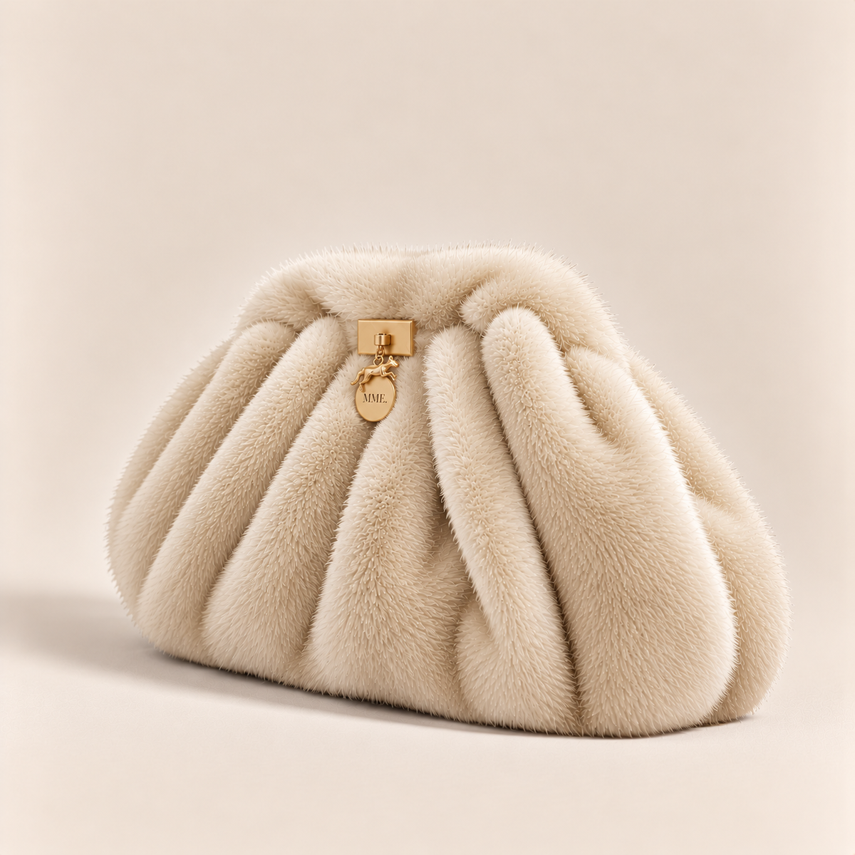 MME. PLEATED FUR CLUTCH - NEIGE