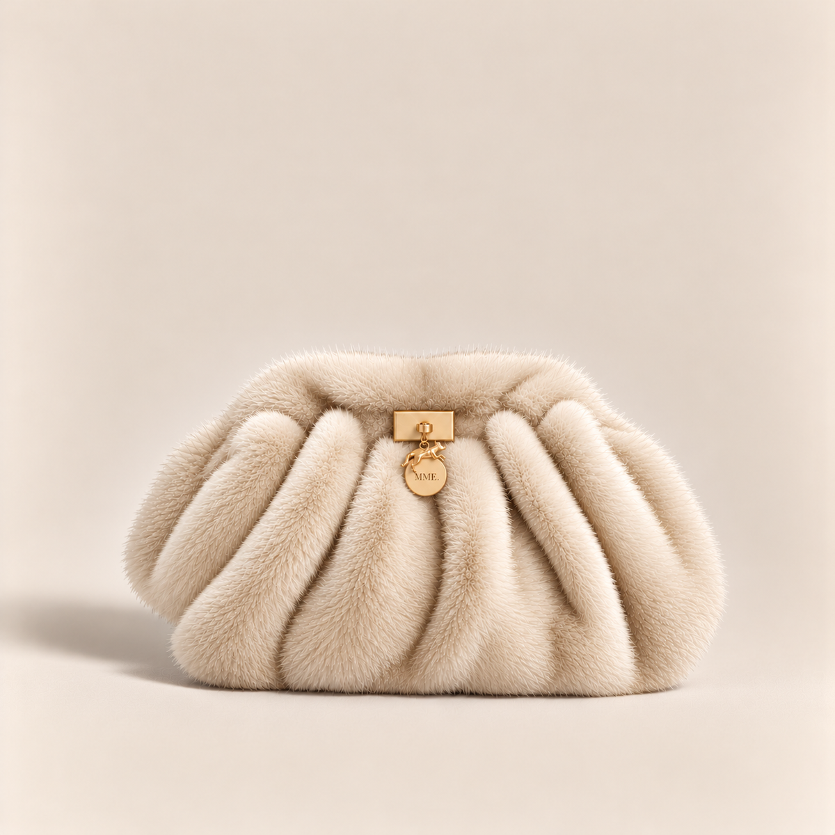 MME. PLEATED FUR CLUTCH - NEIGE