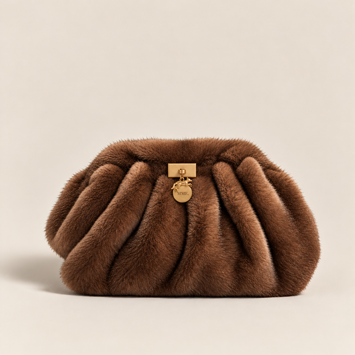 MME. PLEATED FUR CLUTCH - SABLE