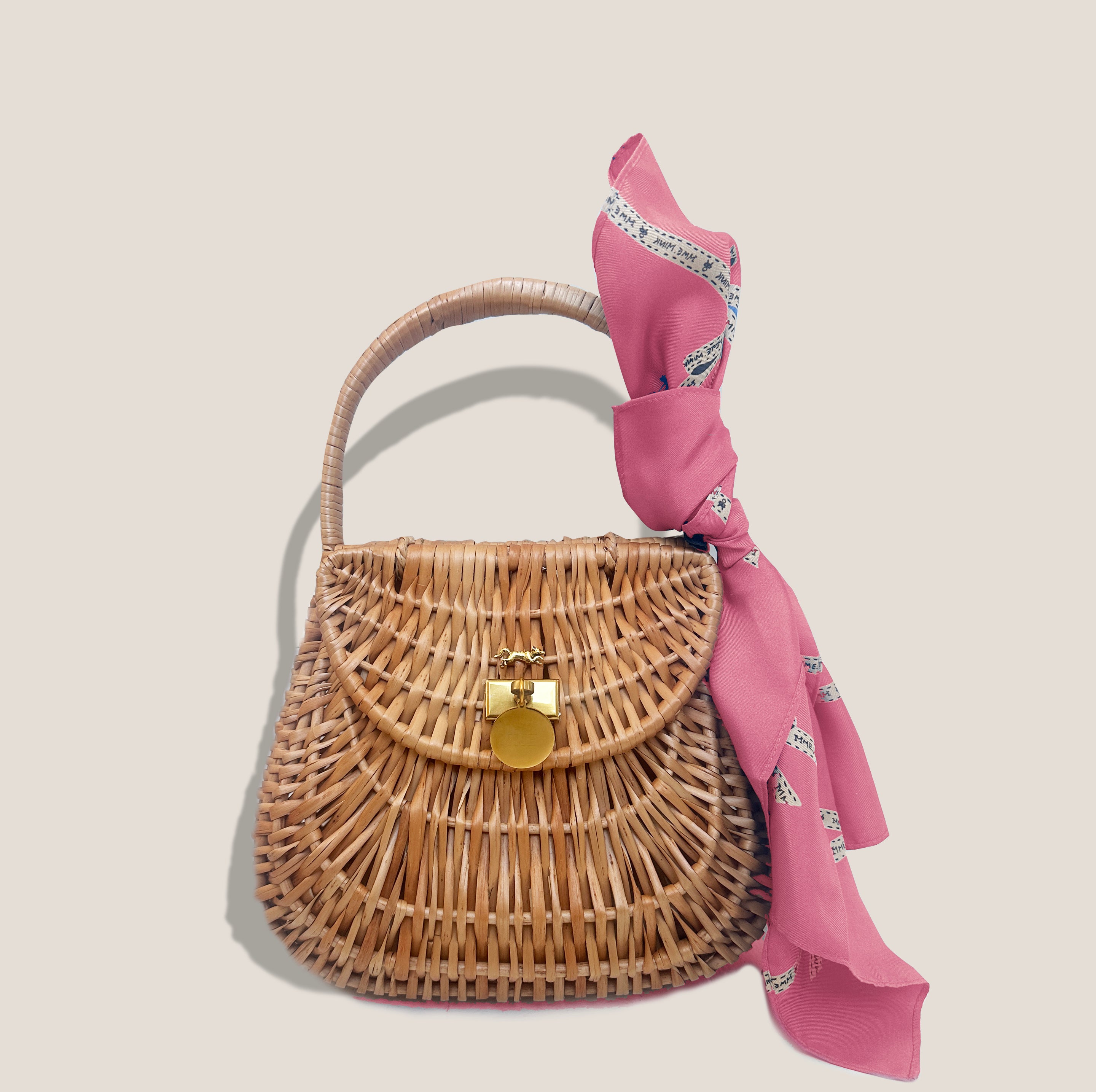 MME. CAP FERRAT BASKET BAG - ROSE