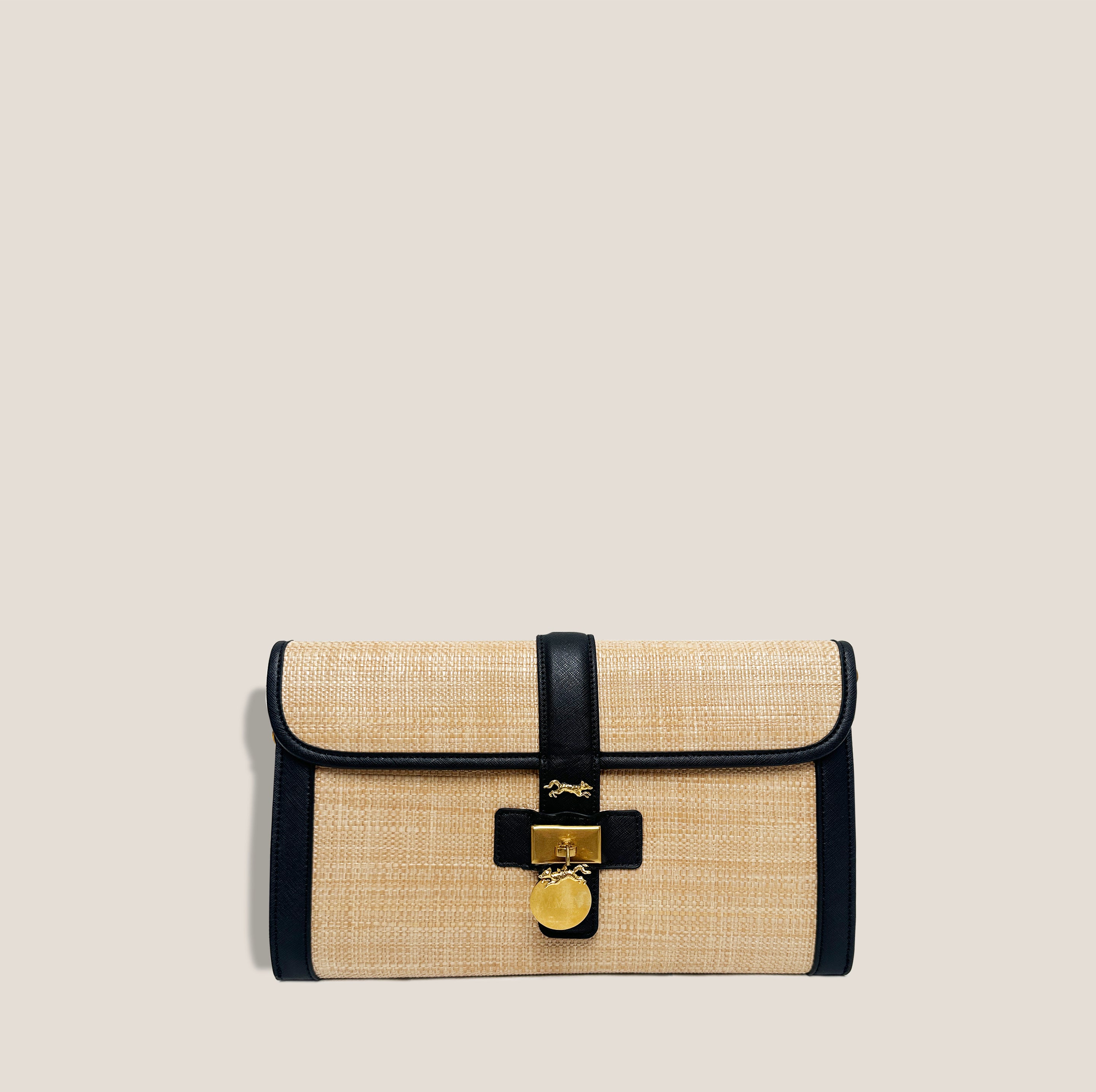 MME. ELOISE WOVEN SIGNATURE CLUTCH - NOIR