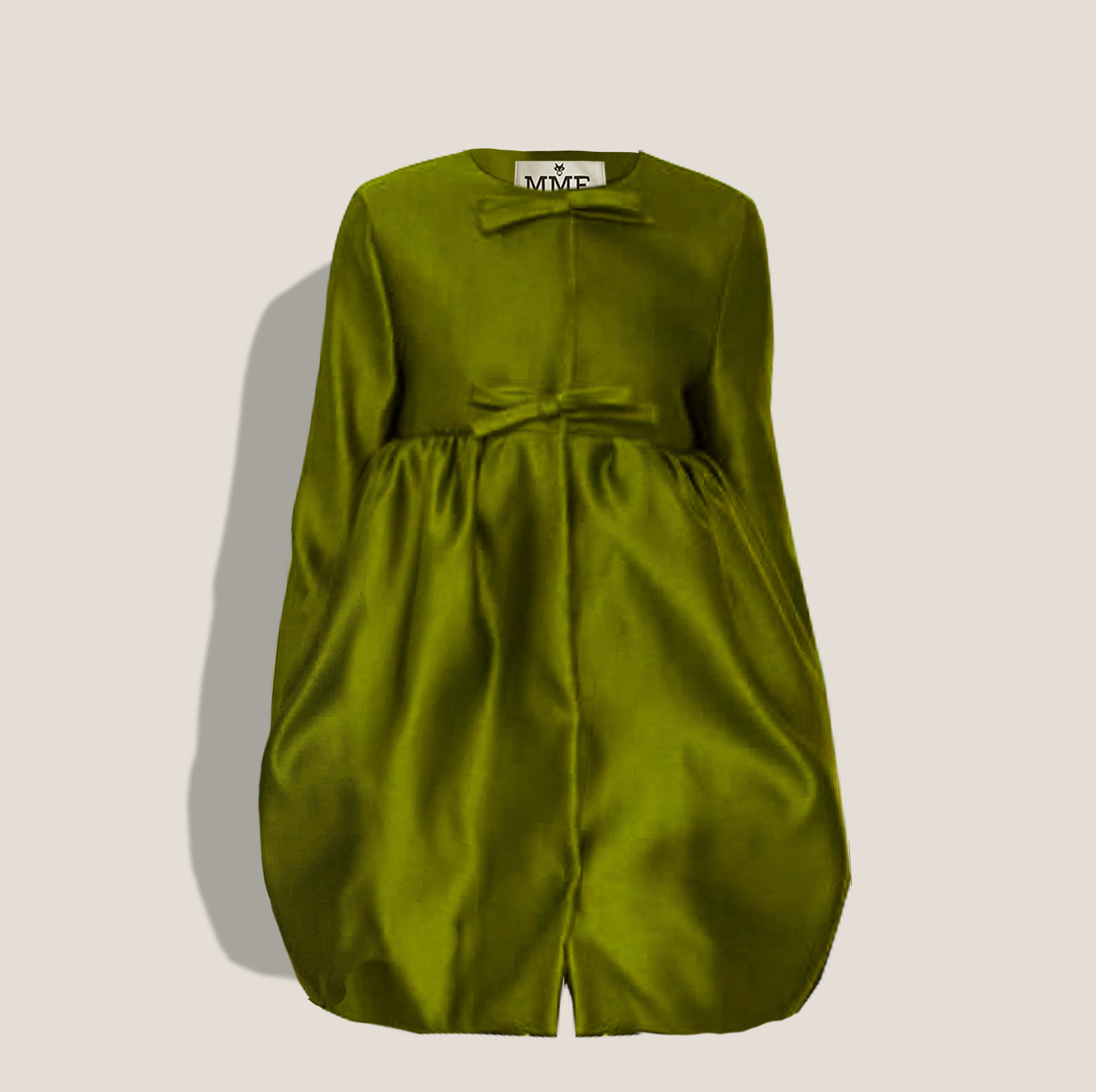 MME.MINK ELEANOR DRESS - Moss Satin