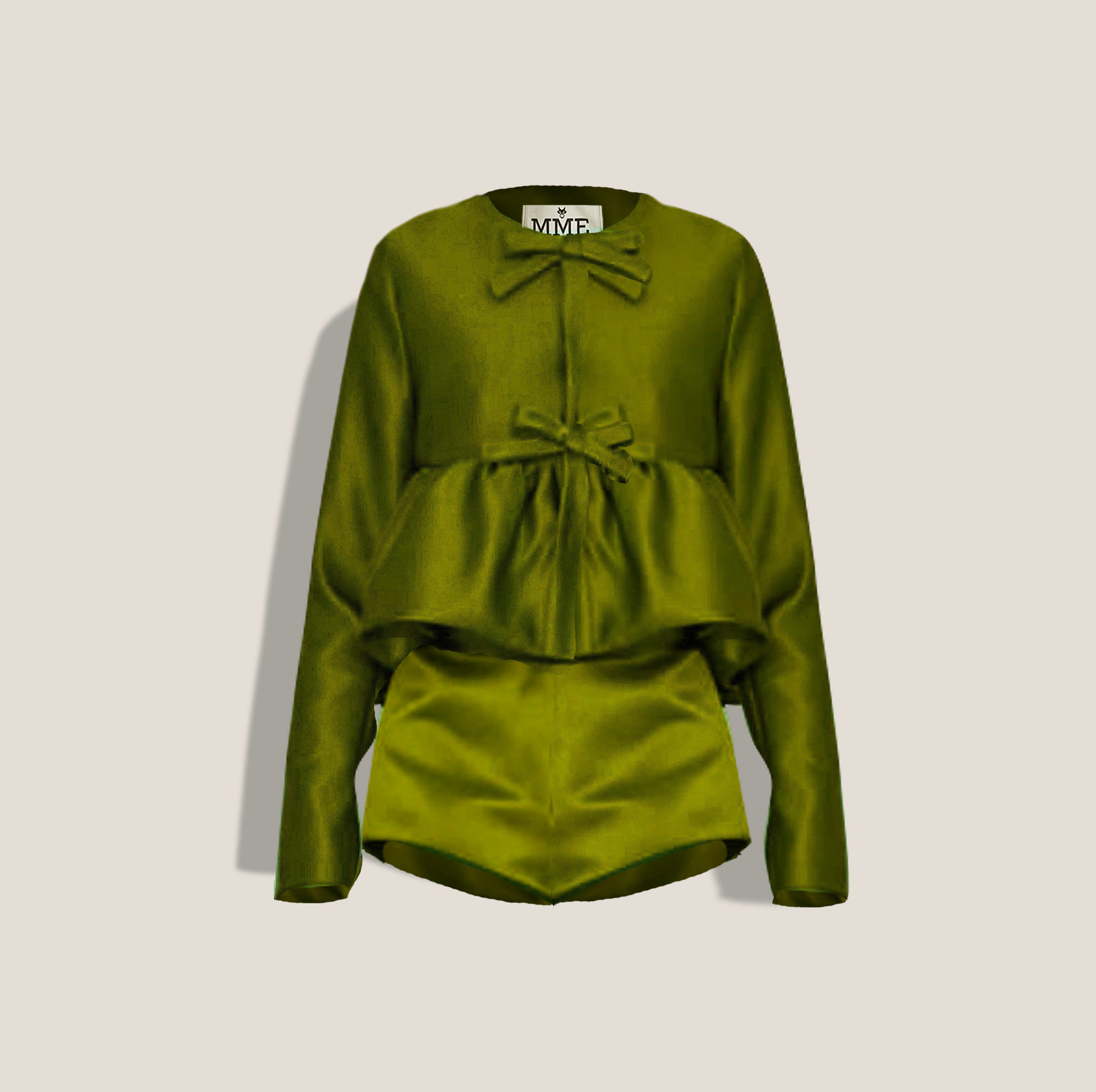 MME.MINK ELEANOR SUIT - Moss Satin
