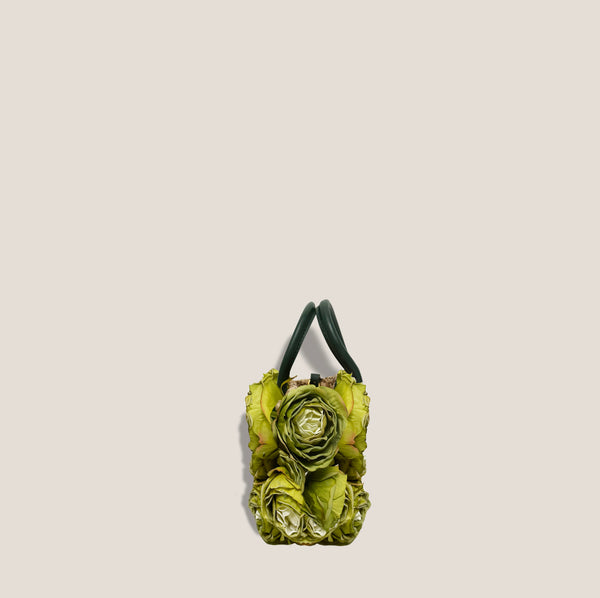 Mme.MINKMME. MINI CABBAGE BOUQUET Tote - GREEN