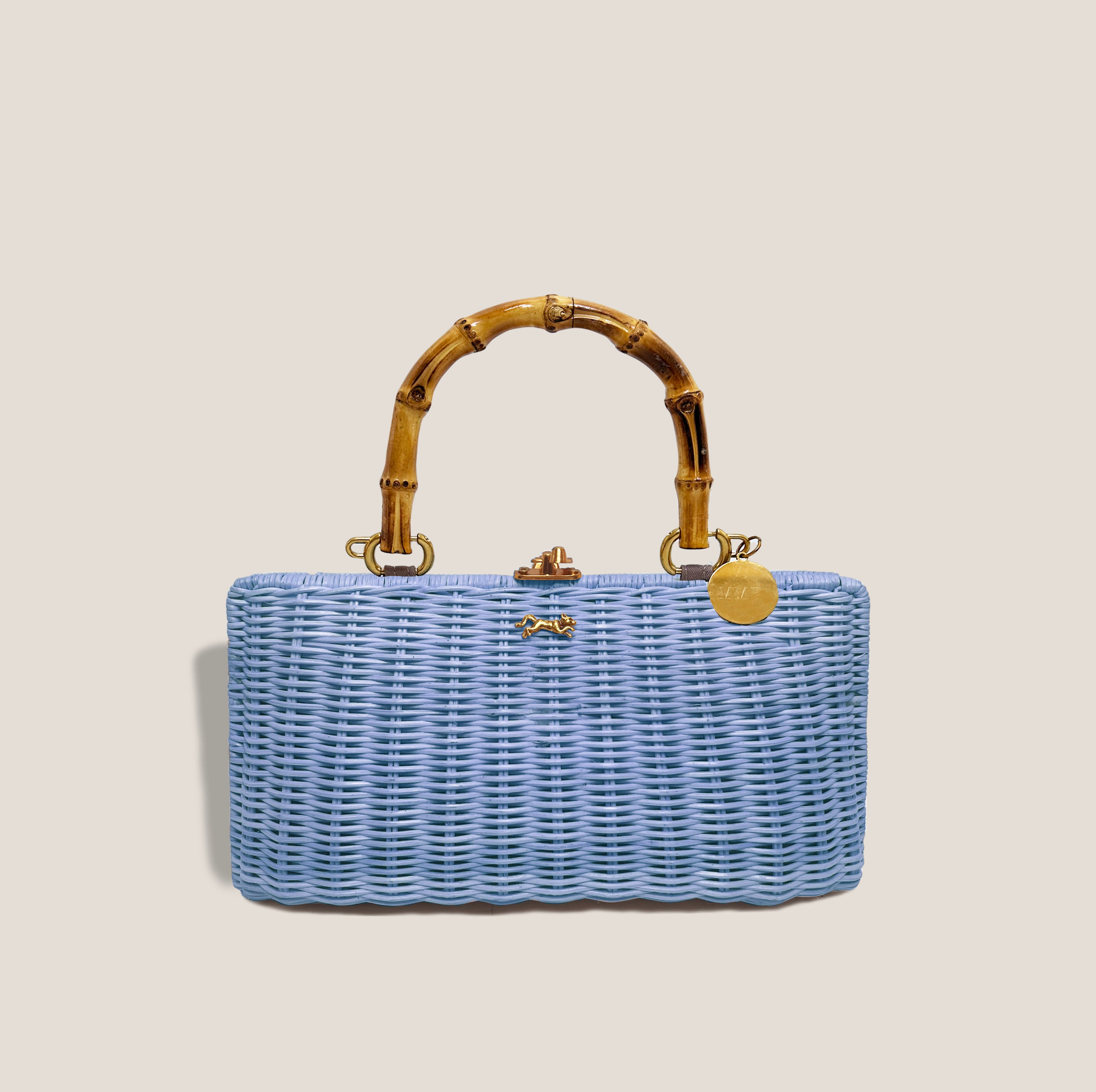 MME. KELLY BAMBOO CLUTCH - CORNFLOWER