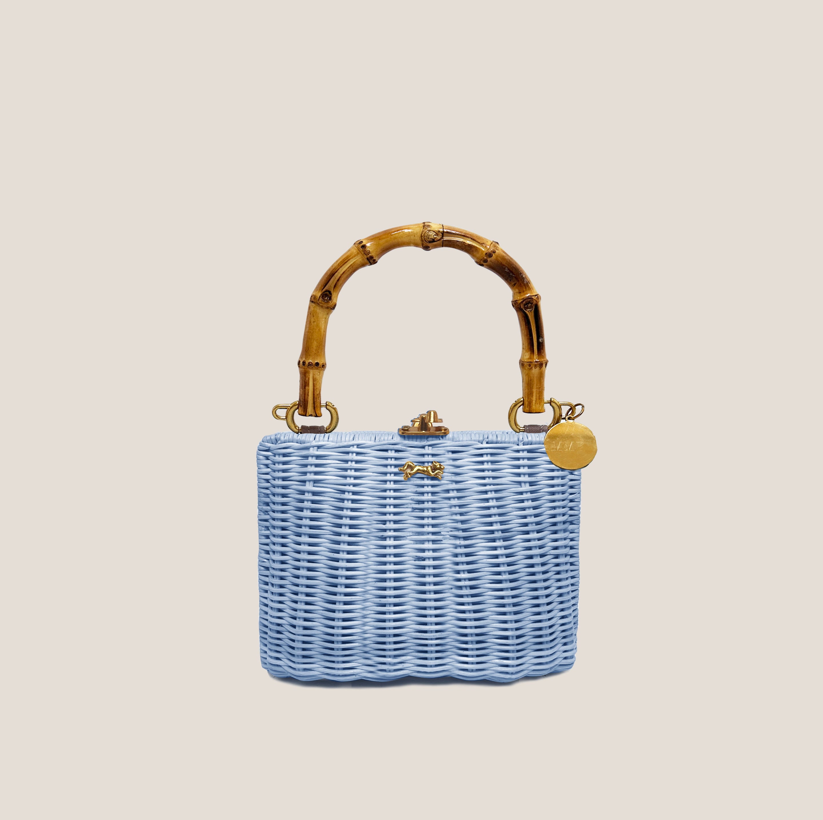 MME. MINI KELLY BAMBOO CLUTCH - CORNFLOWER