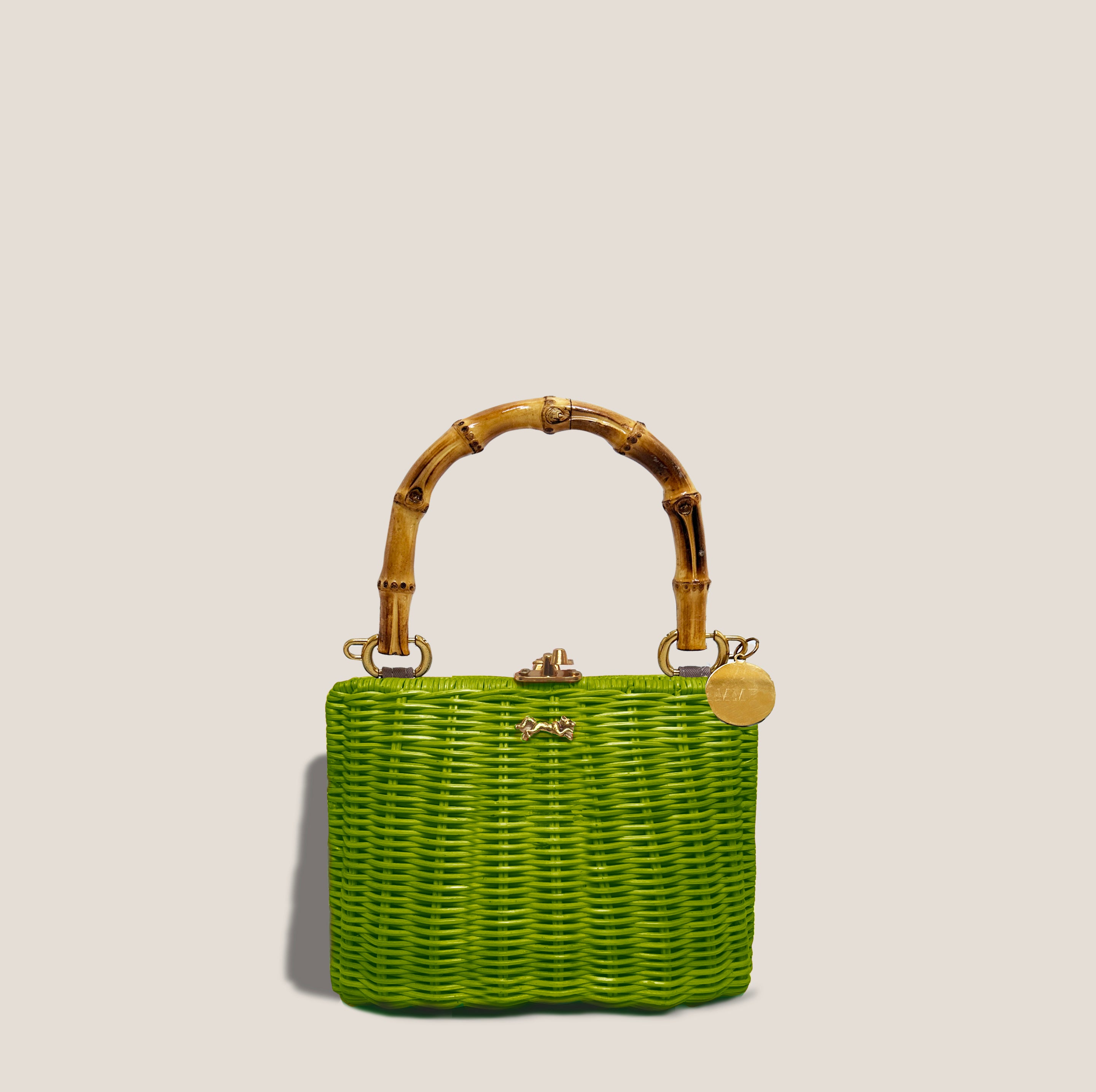 MME. MINI KELLY BAMBOO CLUTCH - CHARTREUSE