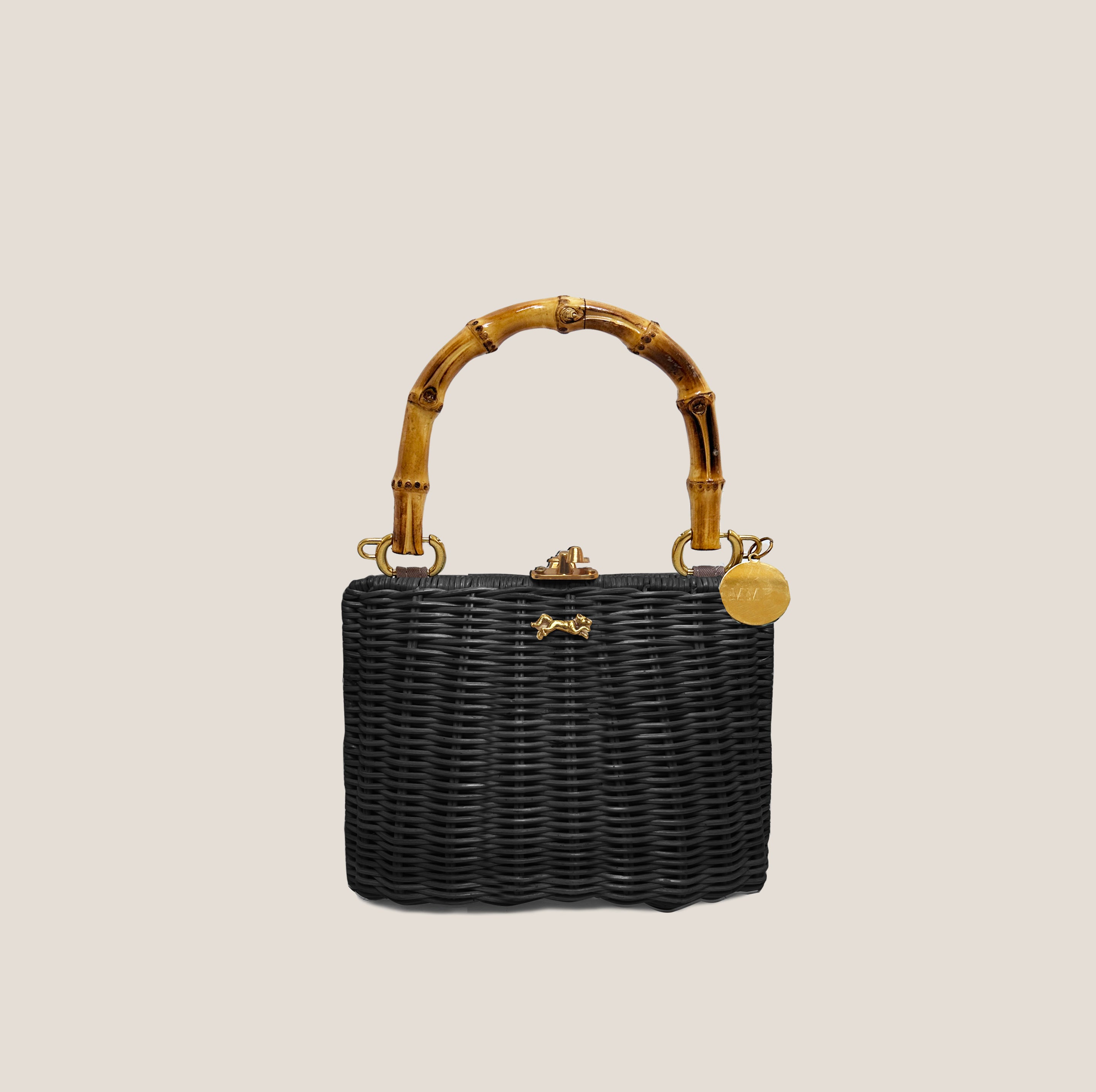 MME. MINI KELLY BAMBOO CLUTCH - NOIR