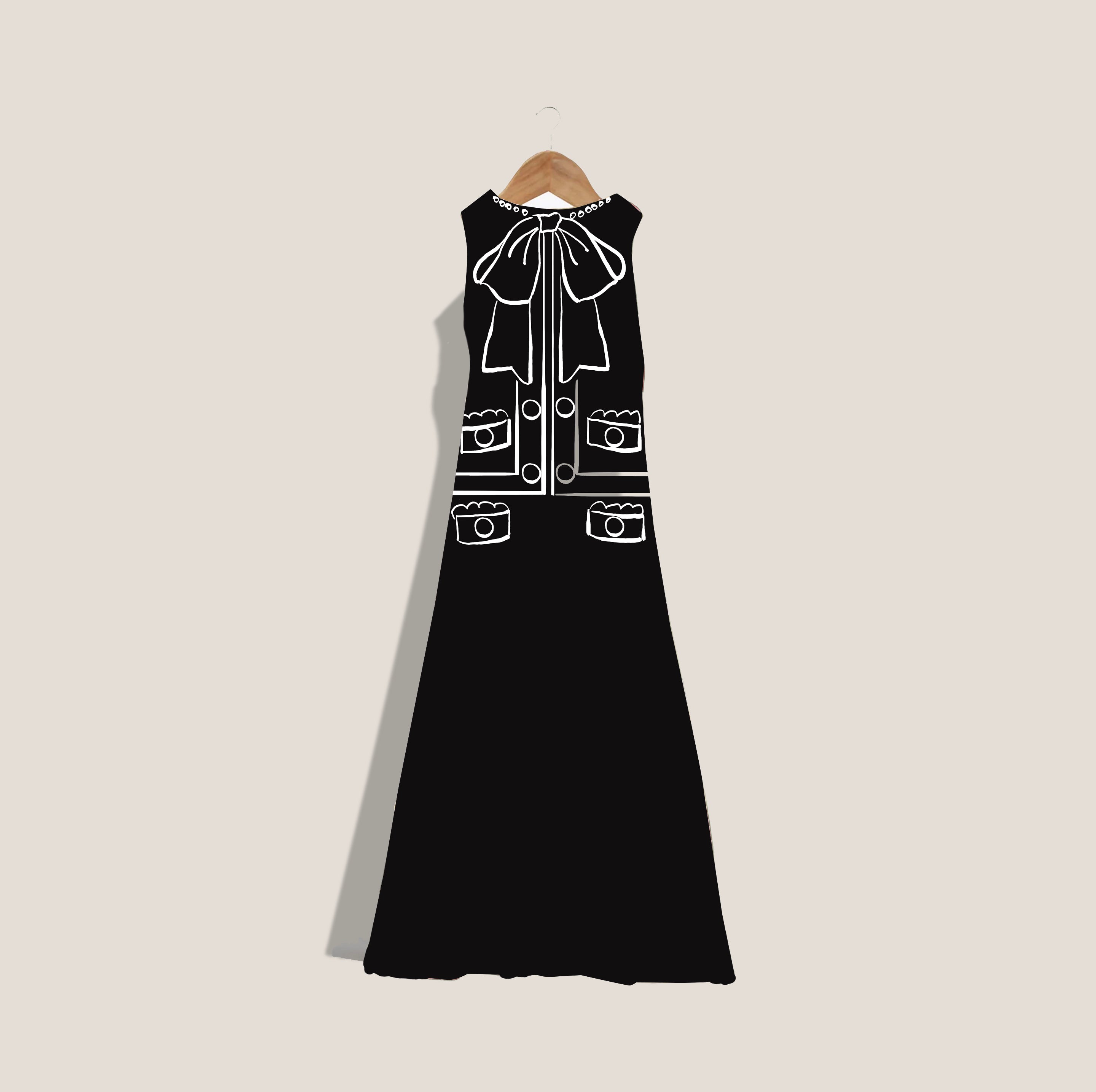 MME. "BEATRICE" Garden Dress - NOIR*