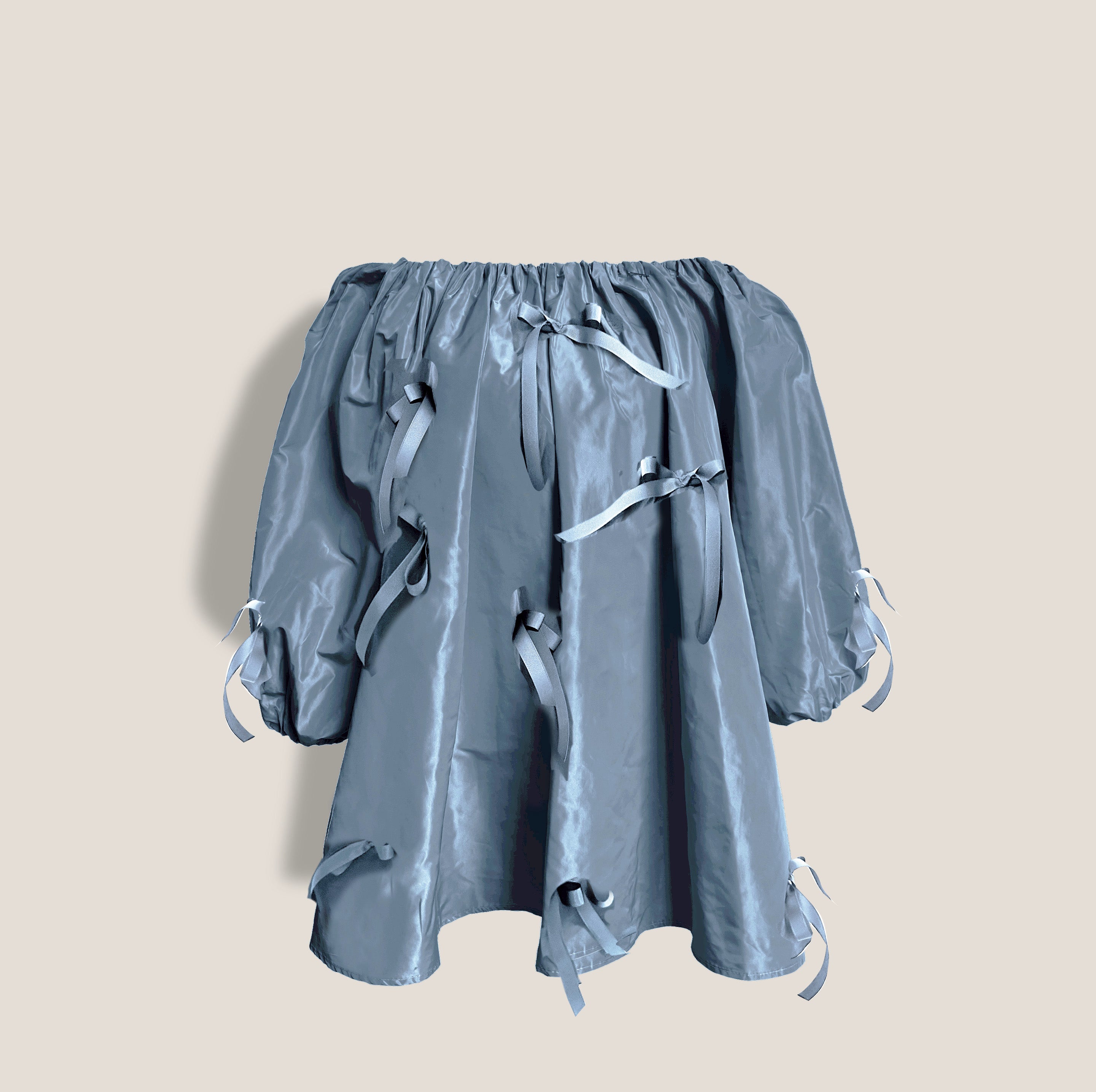 MME. GRACE BOW Dress - Reversible CORNFLOWER/ROSE