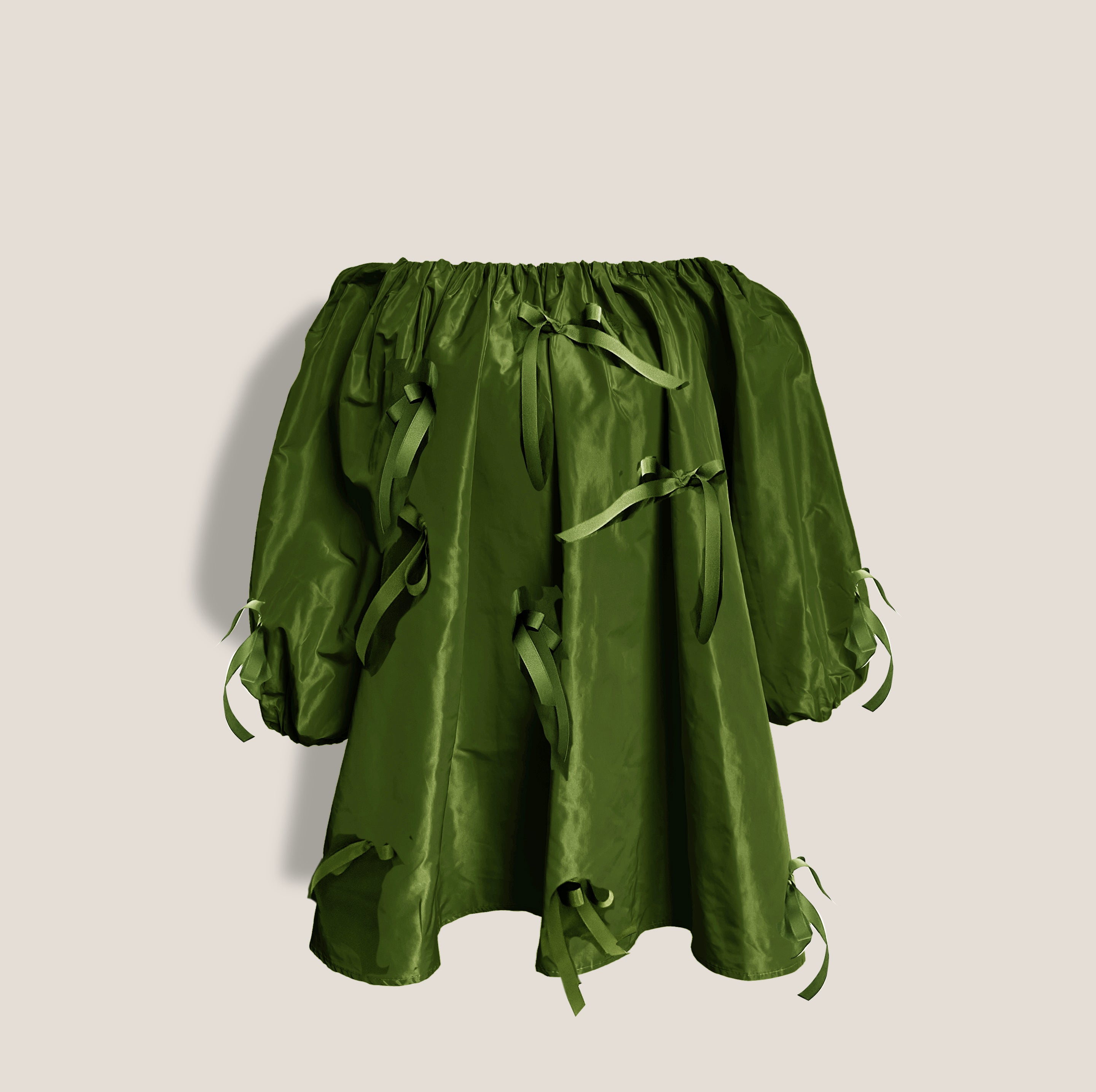 MME. GRACE BOW Dress - Reversible MOSS/NOIR*