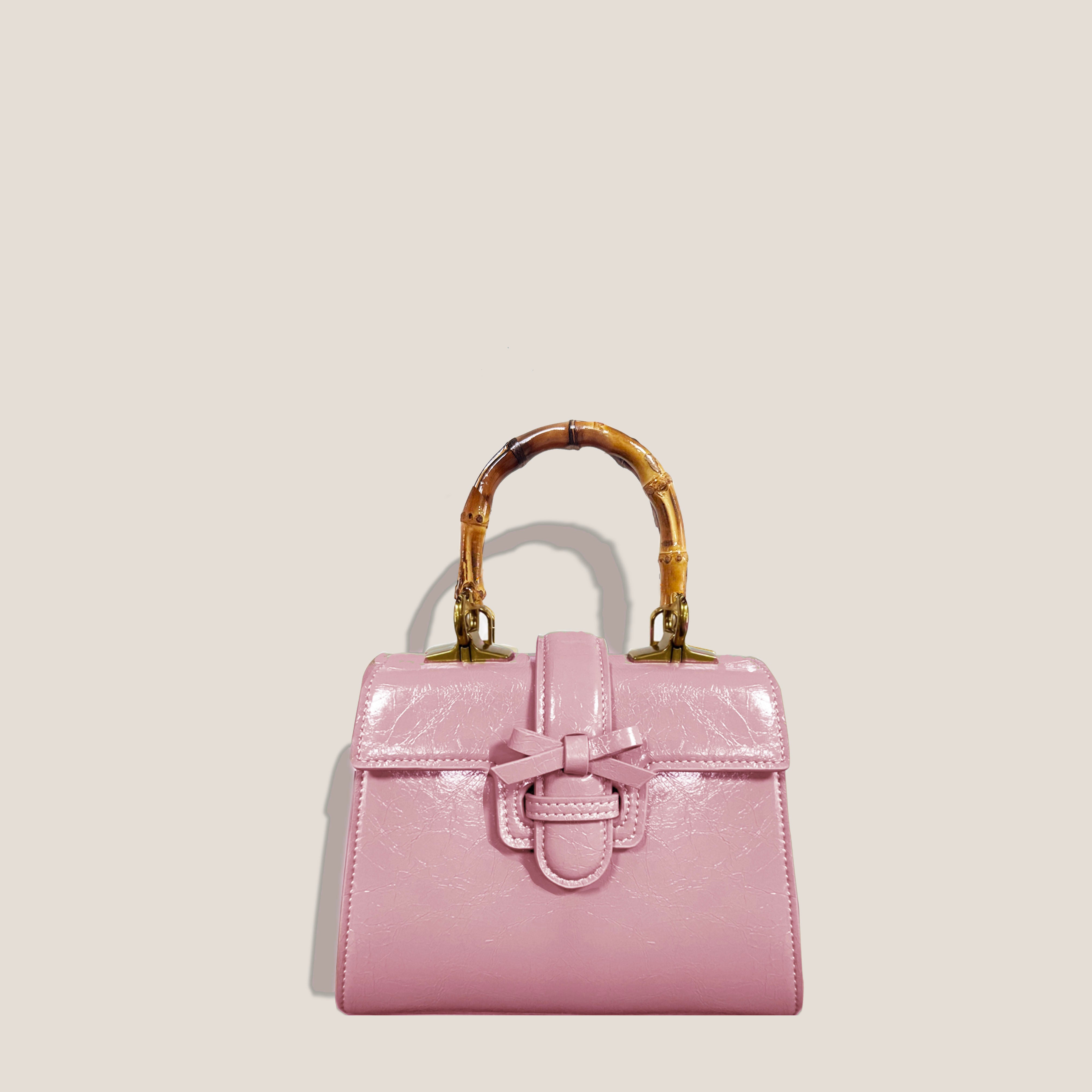 THE CARLTON BOW BAG 20cm - PETAL "Crushed Patent"