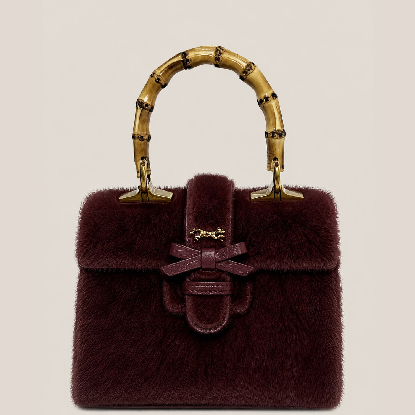 THE CARLTON BOW BAG 20cm - MINK Burgundy
