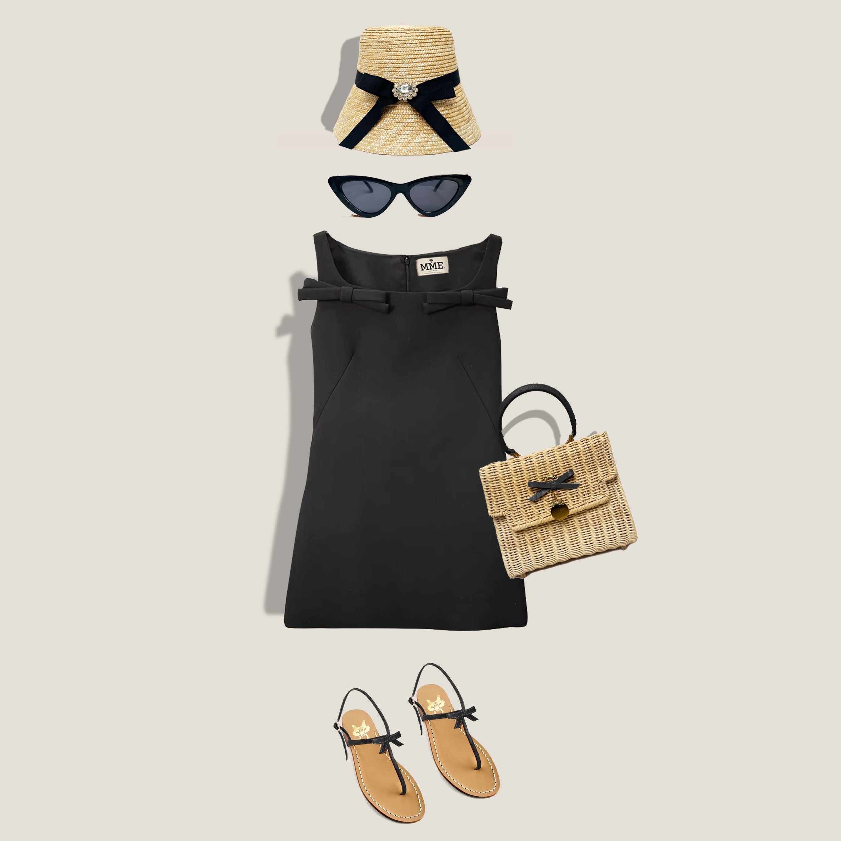 MME. MINI KITTY BOW DRESS - NOIR