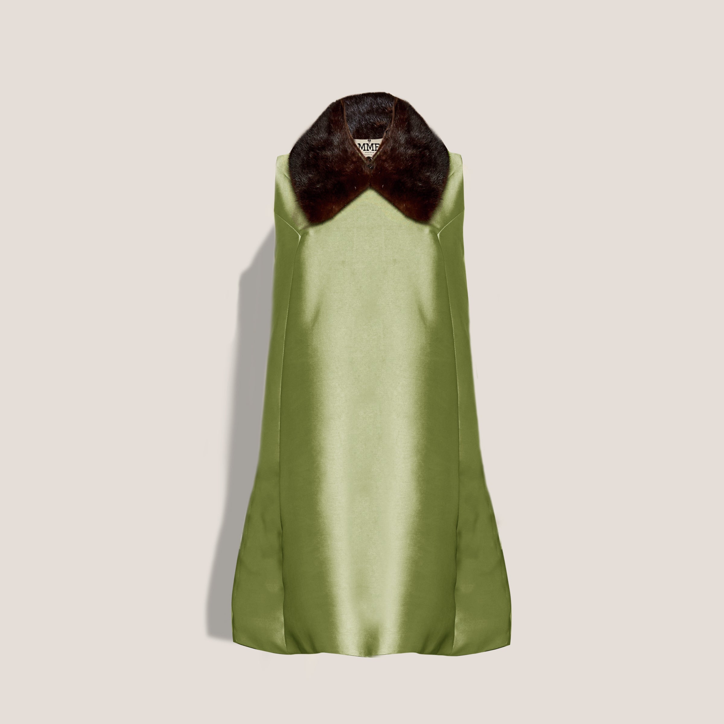 MME.MONACO MINK CAPELETTE DRESS - MOSS