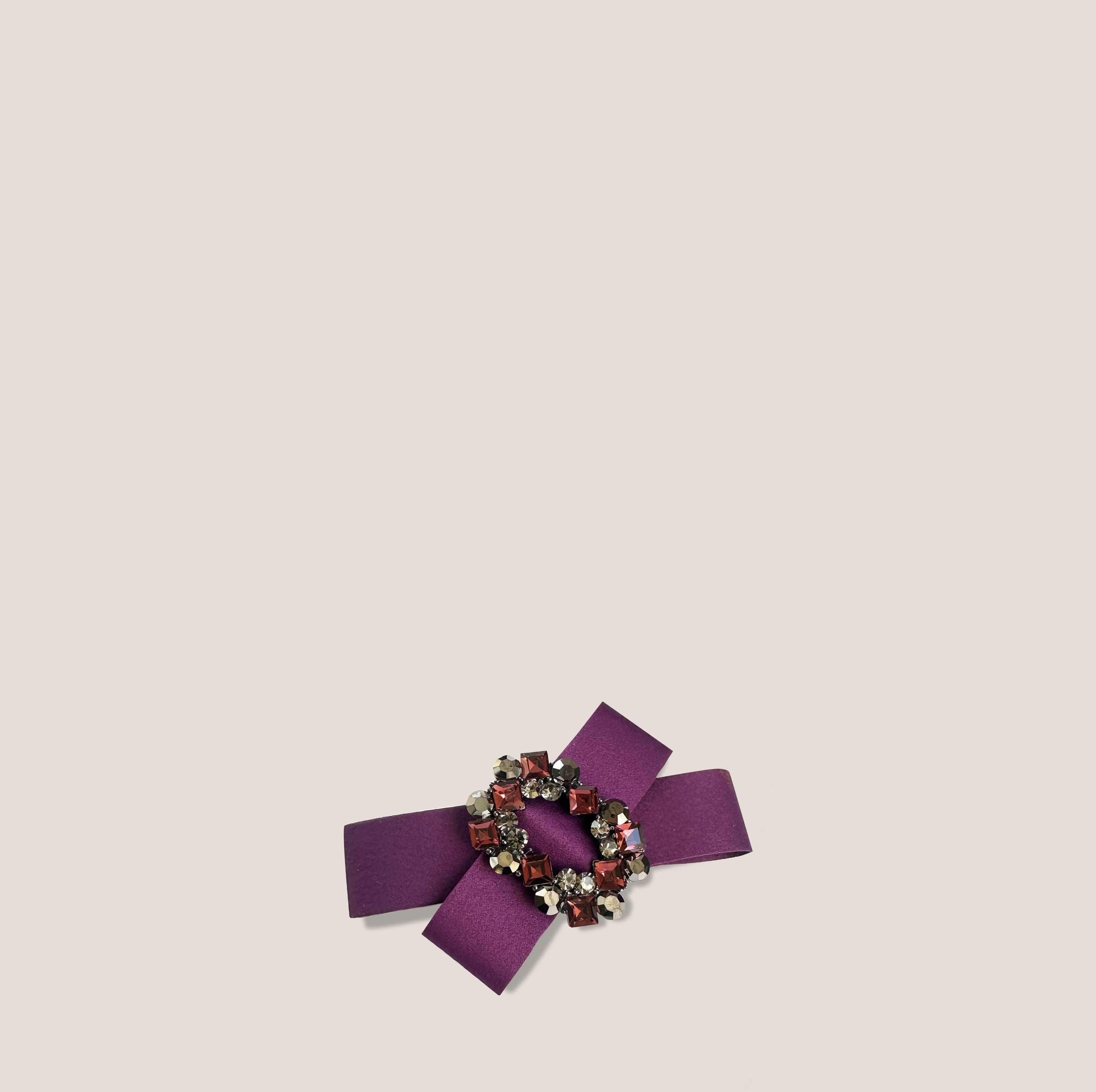 MME.MINK BOW HAIR BARRETTE - PLUM