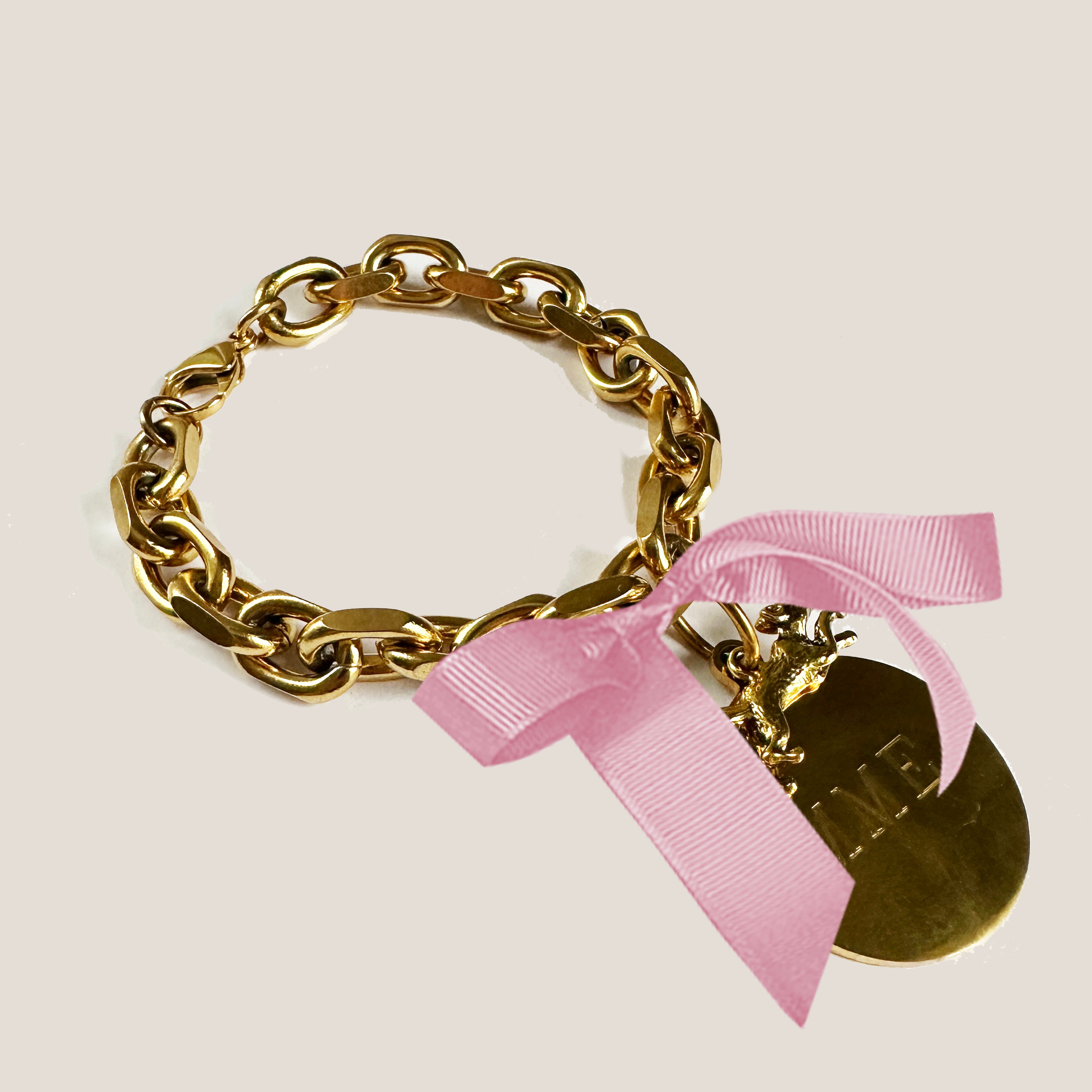 MME. CHARM LINK With Bow BRACELET - ROSE
