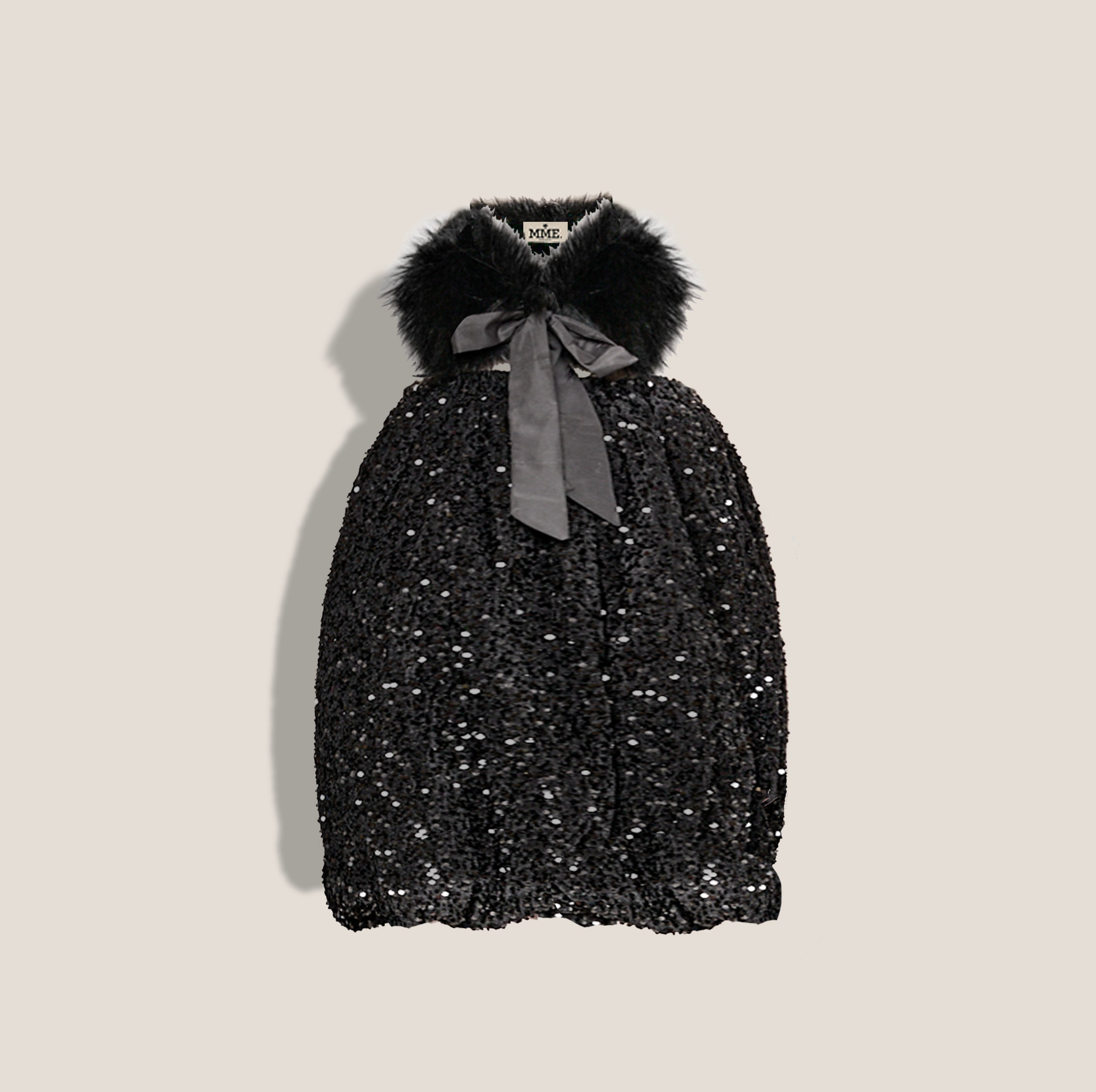 MME. "SEQUIN" BUBBLE FUR Dress - NOIR