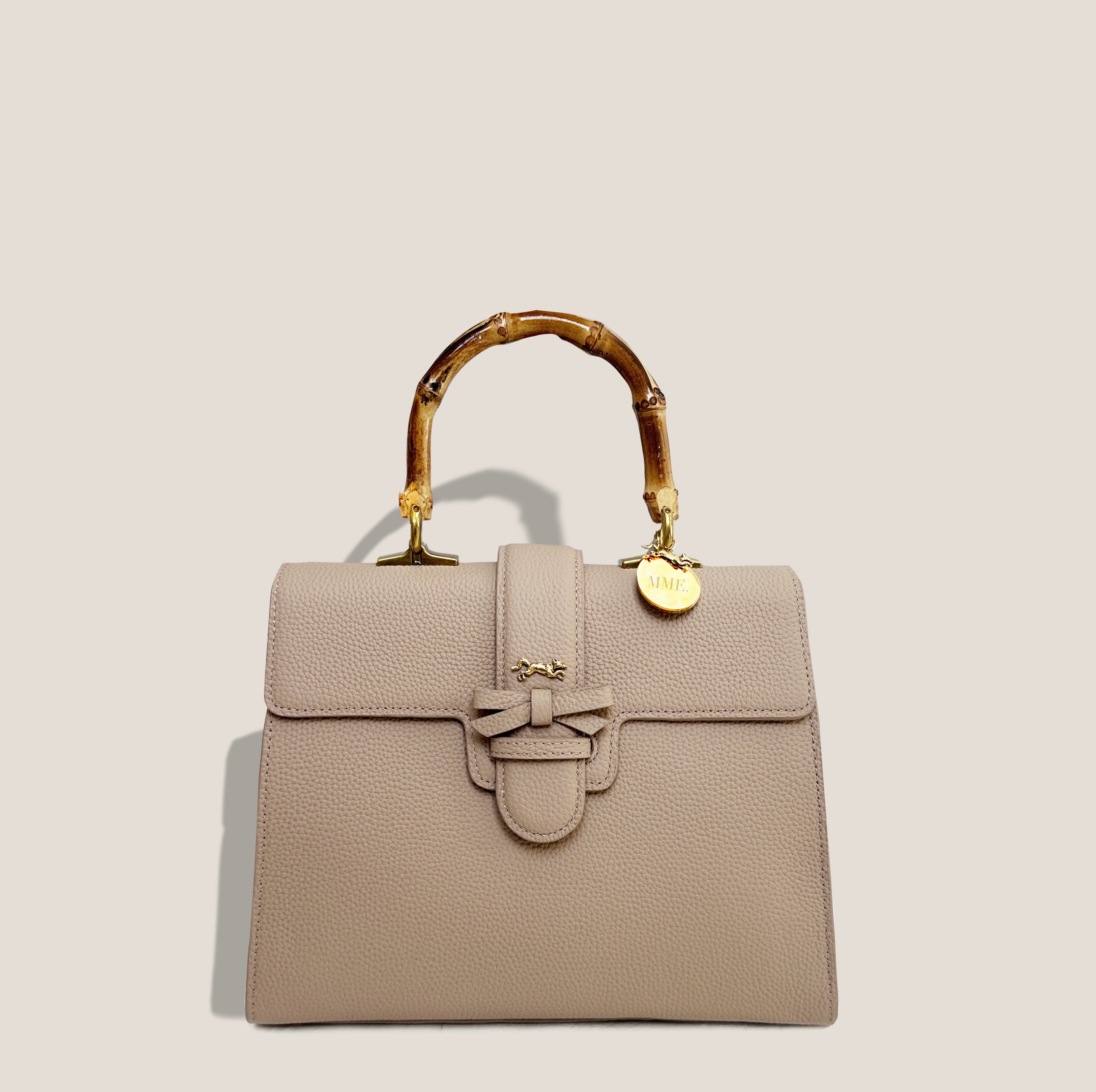 MME. CARLTON BOW PETITE BAG - NUDE