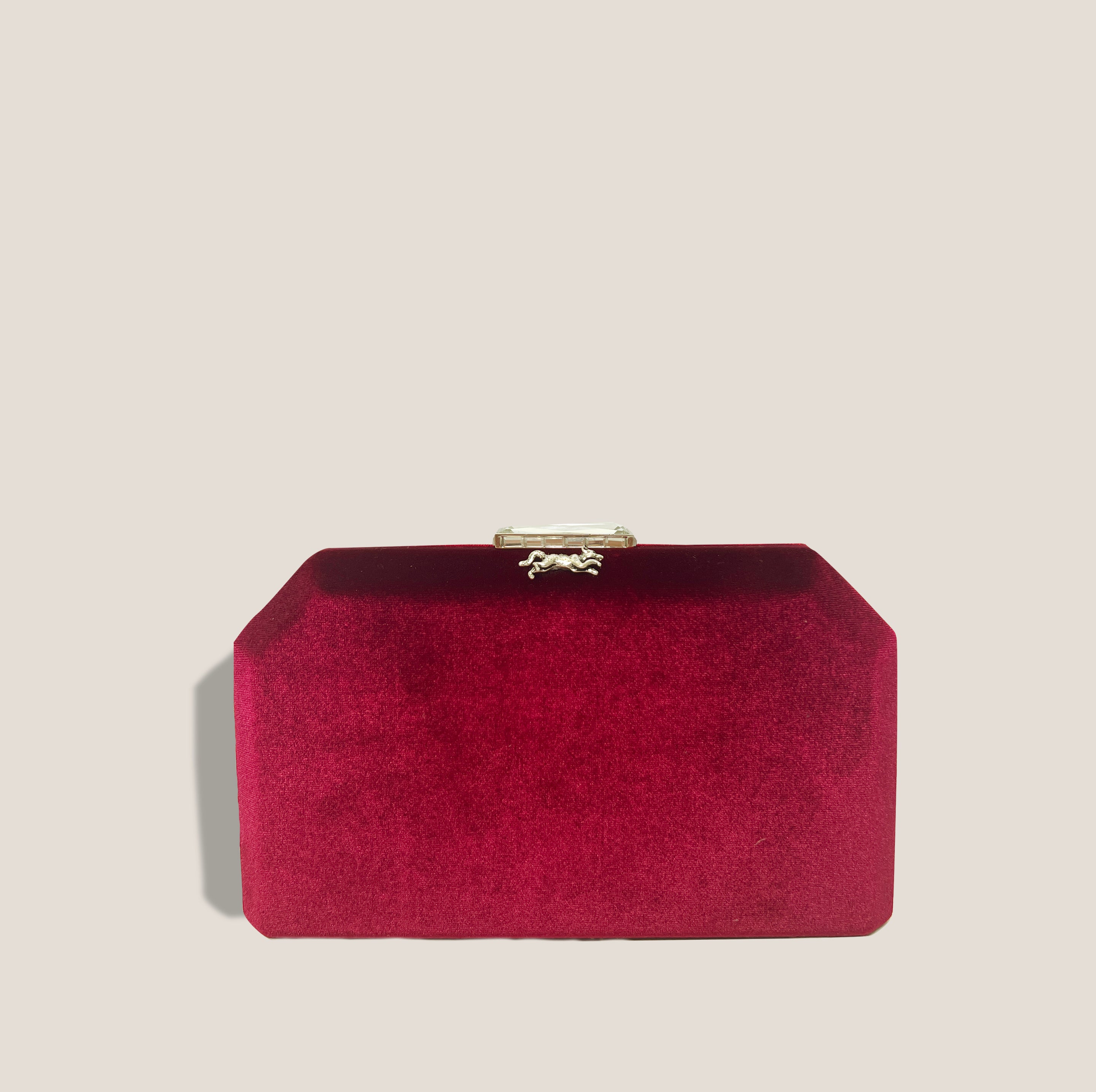 MME. MINK Cushion Cut Clutch - Burgundy