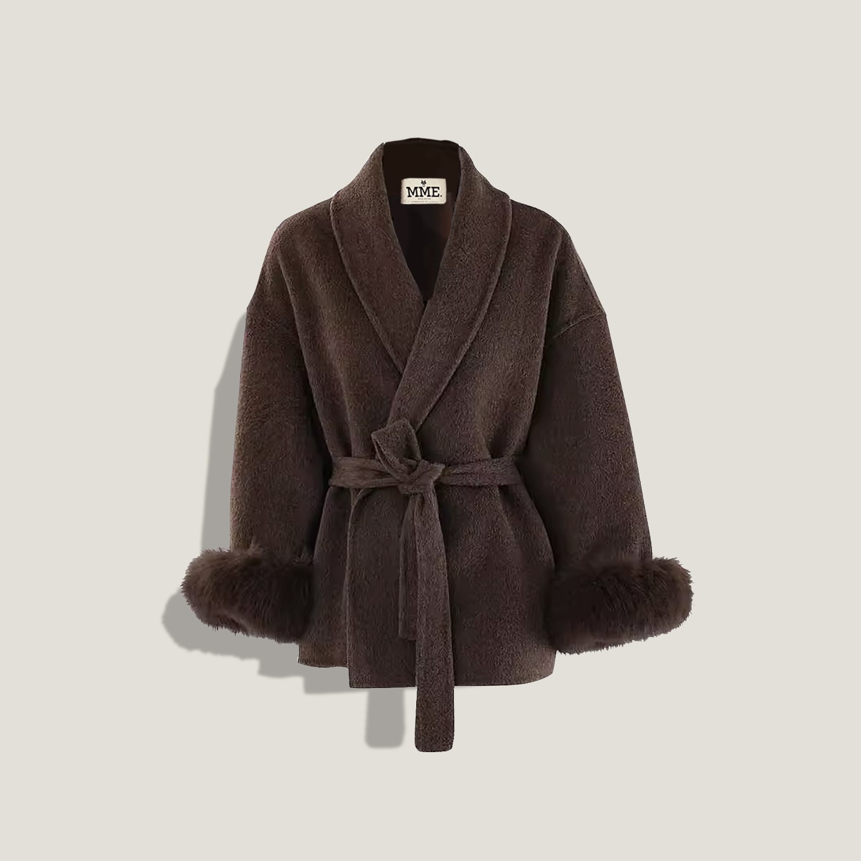 MME. WOOL WRAP COAT - CHOCOLATE