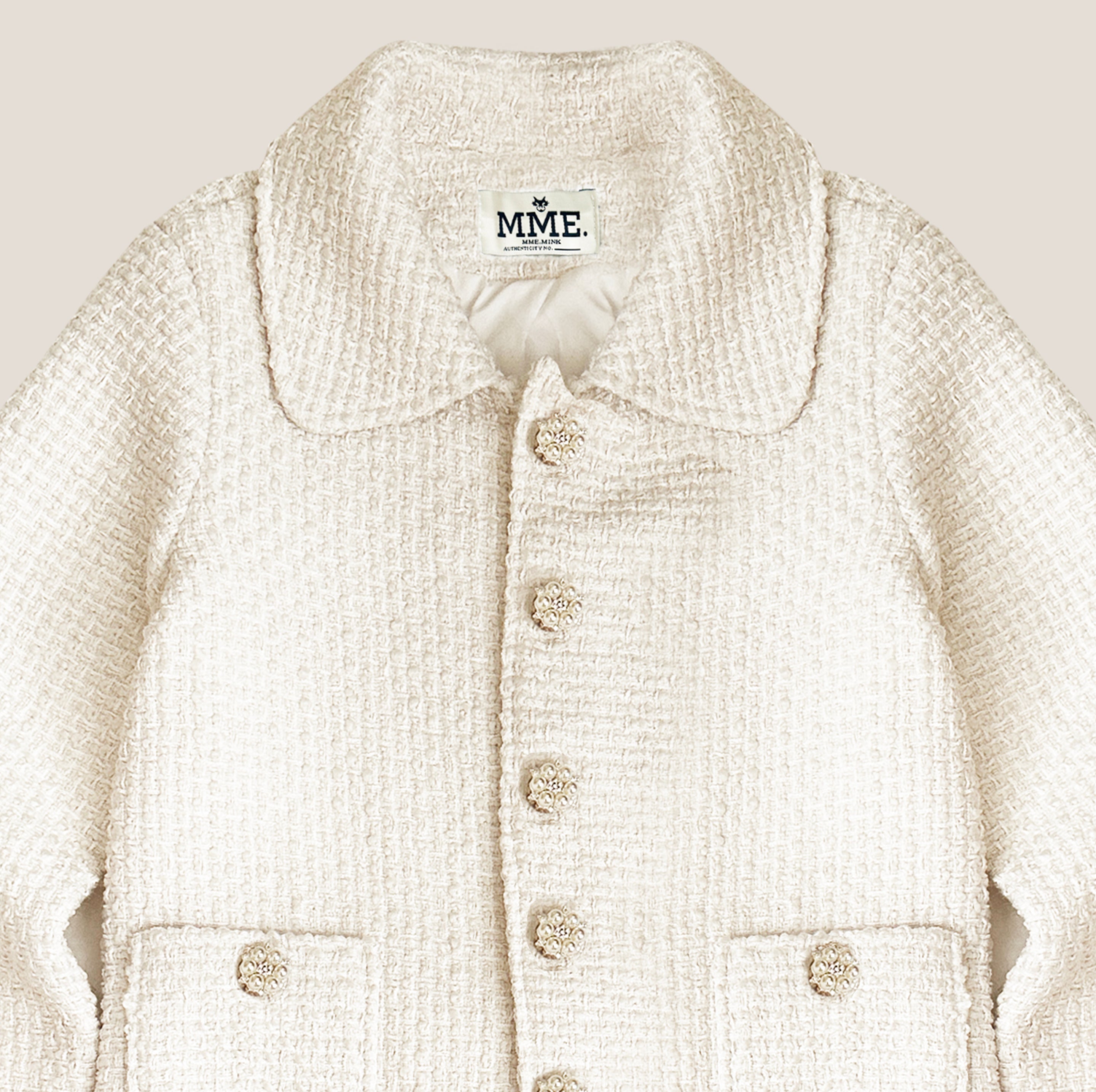 MME. AVANT GARDEN BOUCLÉ MINI SUIT - CREME