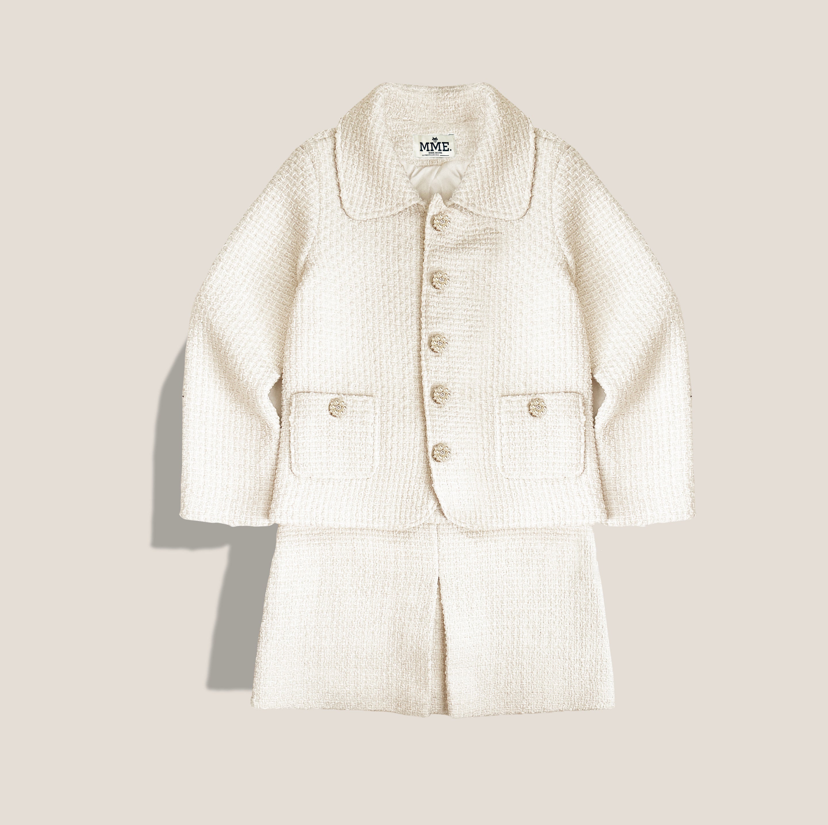 MME. AVANT GARDEN BOUCLÉ MINI SUIT - CREME