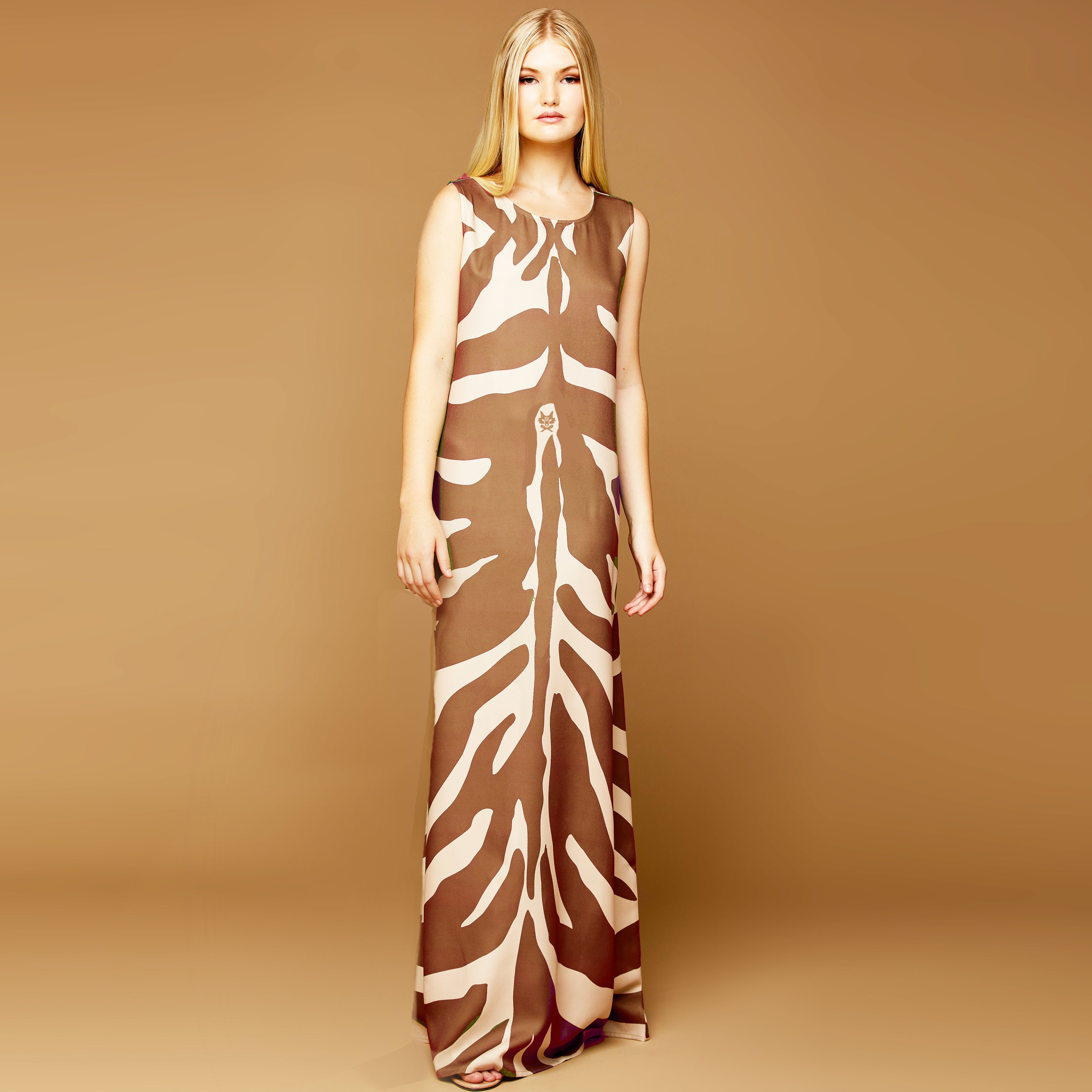 MME. "ZEBRA" Garden Dress - Cognac