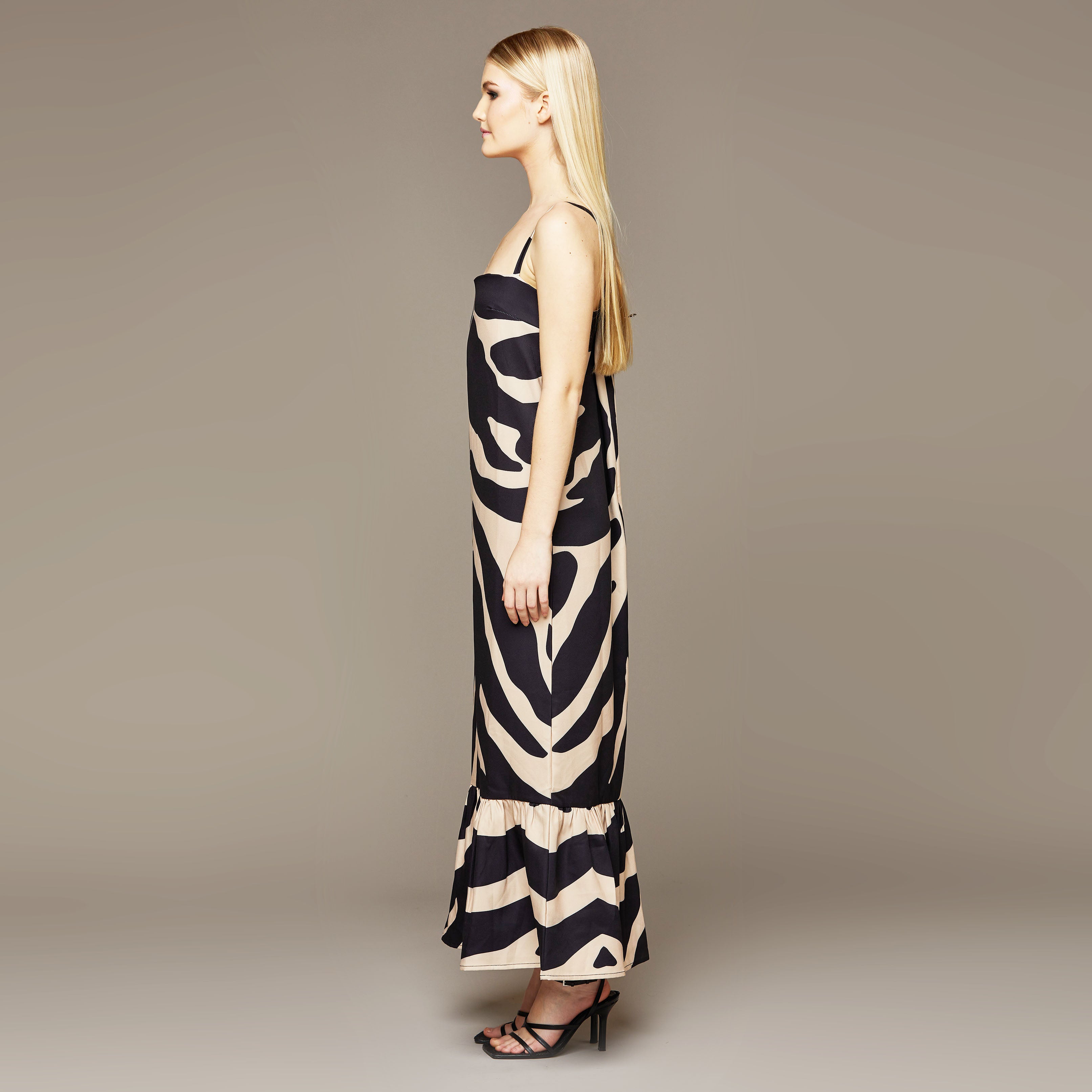 MME. "ZEBRA" HAMPTONS SIP SLIP Dress - NOIR