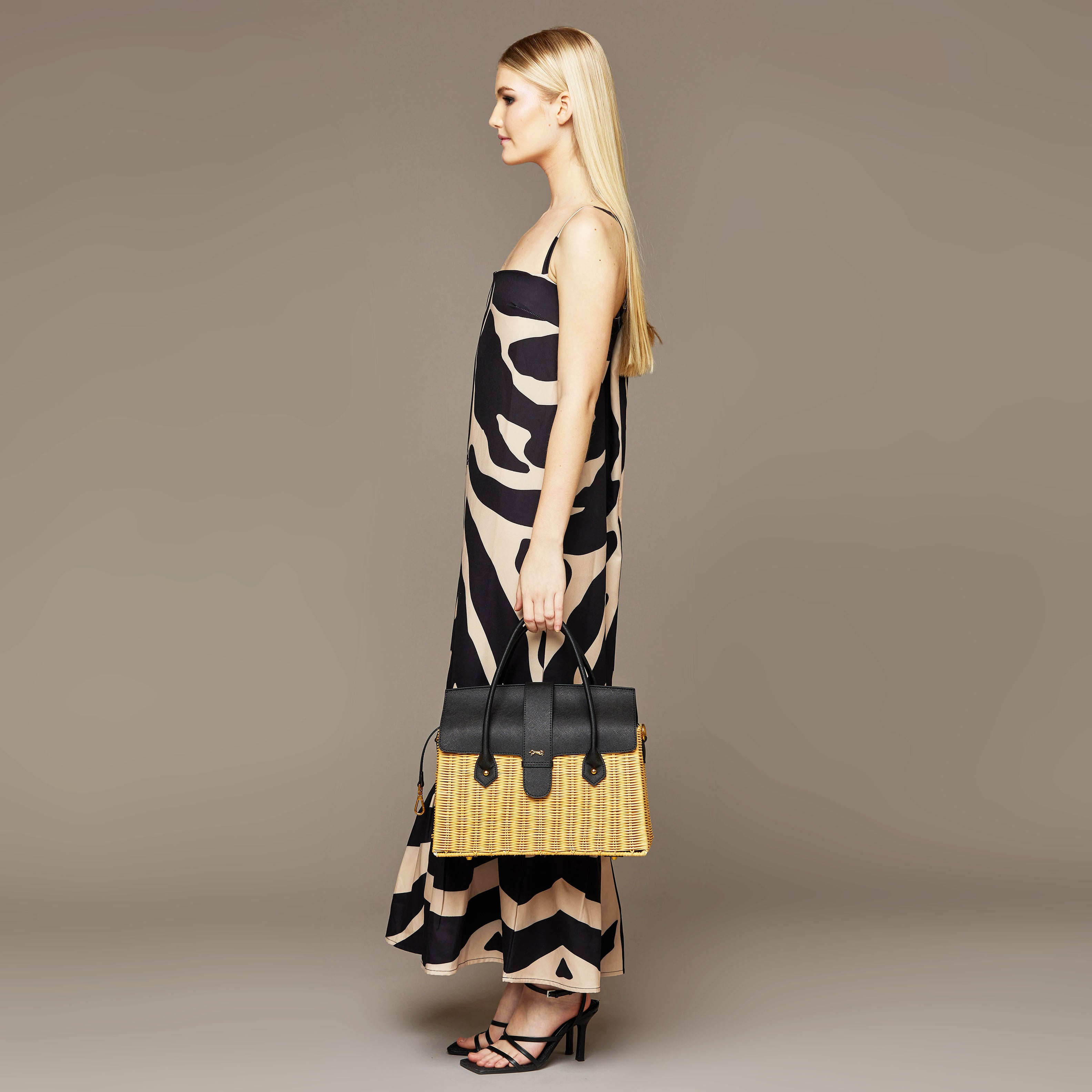 MME. "ZEBRA" HAMPTONS SIP SLIP Dress - NOIR