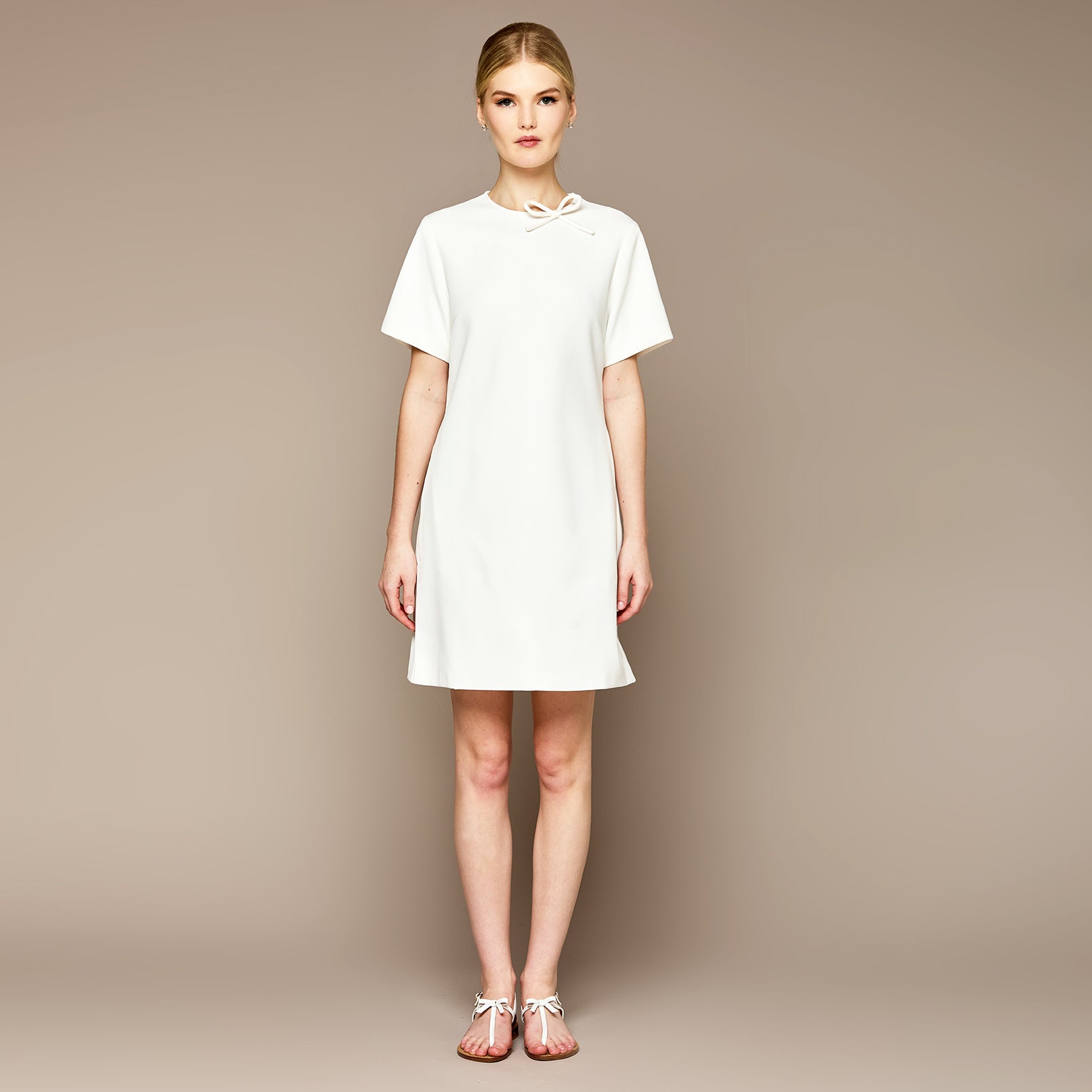 MME. CAP FERRAT MINI BOW DRESS - BLANC