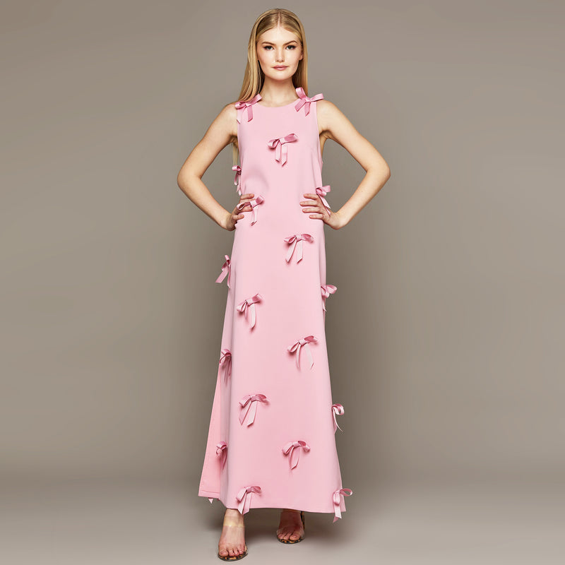 Mme.MINKMME. Carlton Bow Garden Dress - ROSE