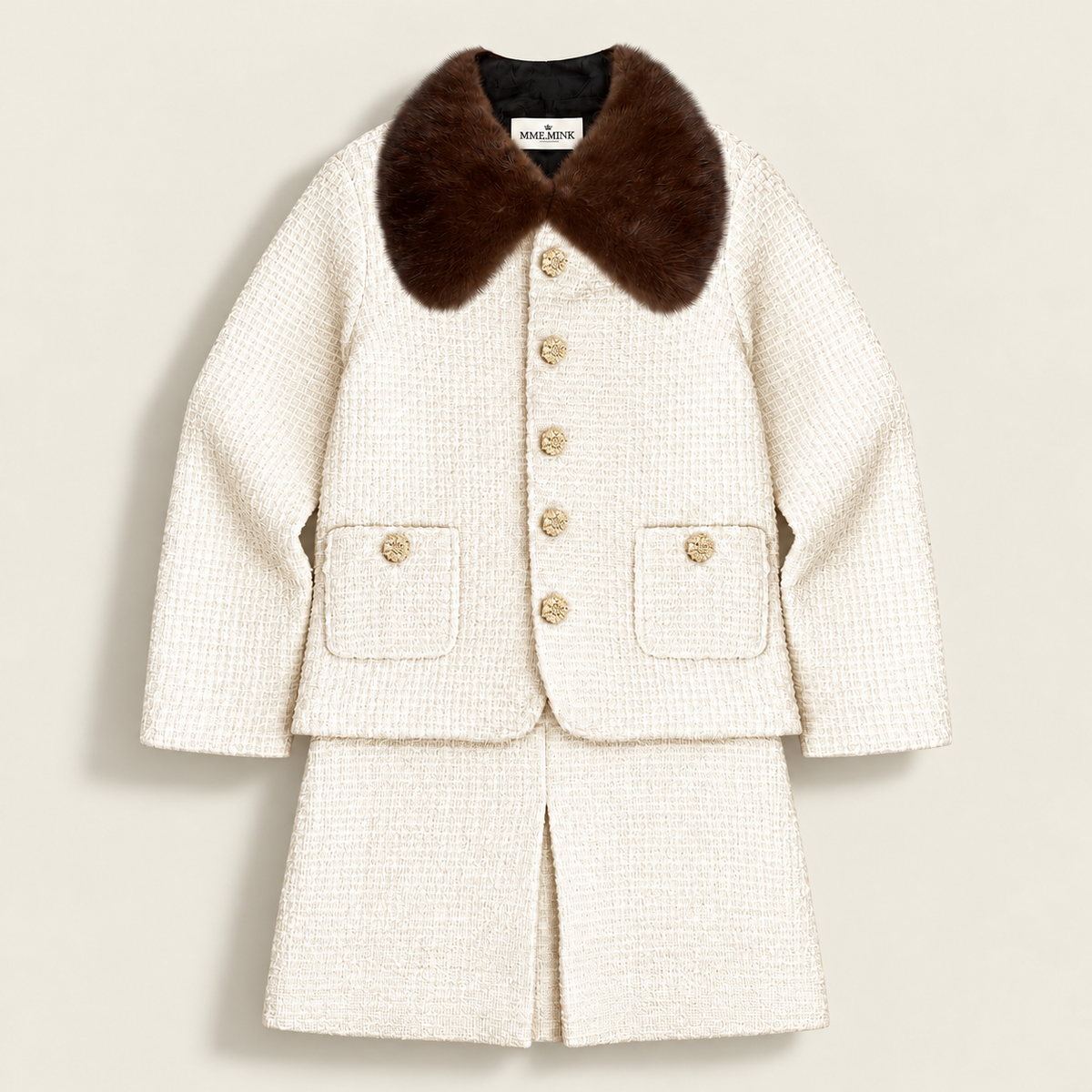 MME. AVANT GARDEN BOUCLÉ + MINI SUIT - CREME