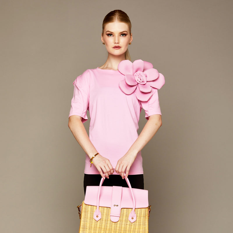 Mme.MINKMME.FLOWER TEE - ROSE