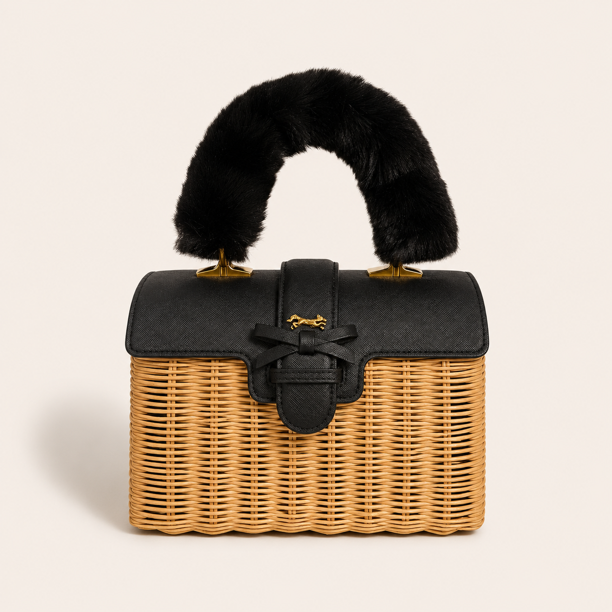 THE CARLTON BOW MINK BASKET 20cm -  NOIR