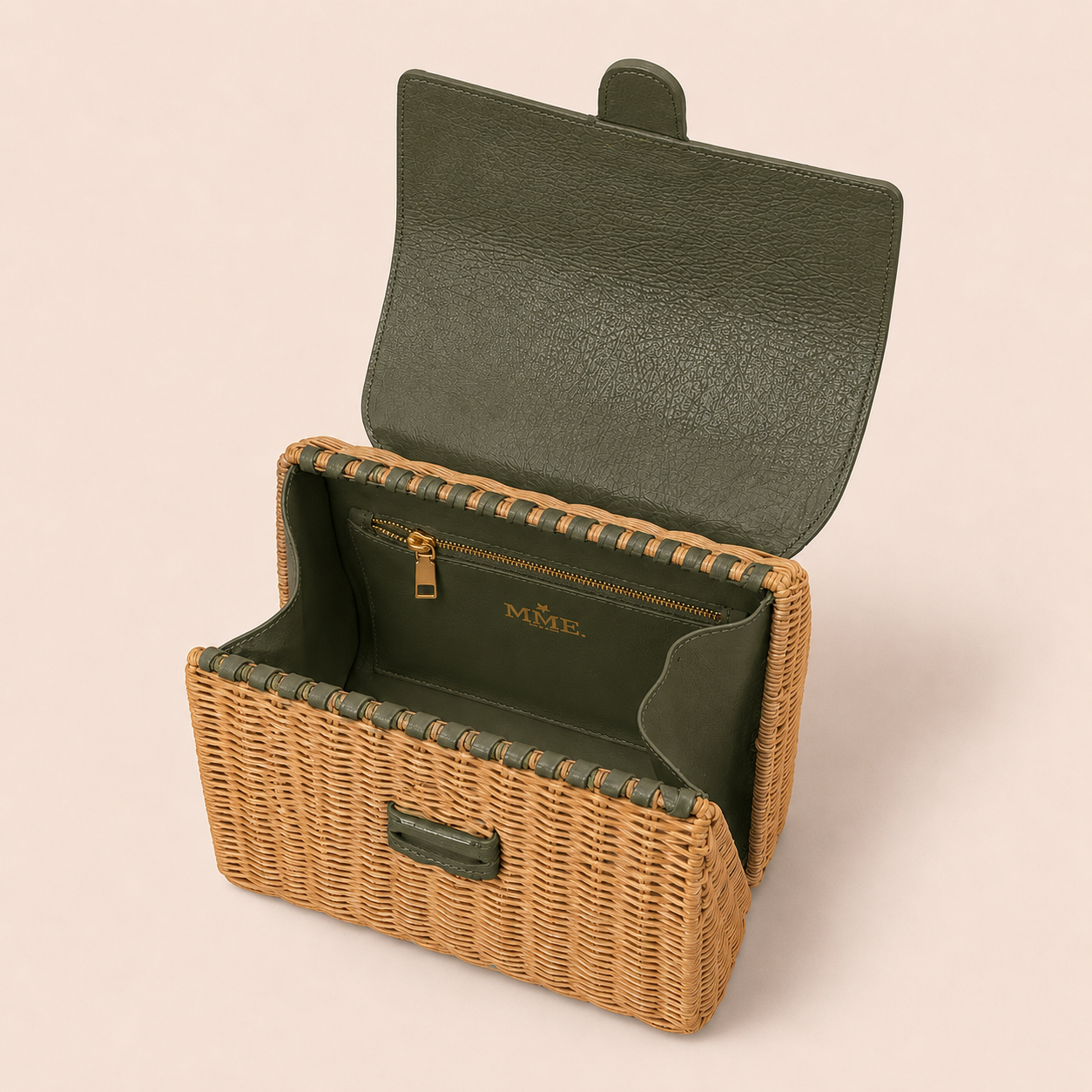 THE CARLTON BOW MINK BASKET 20cm -  MOSS