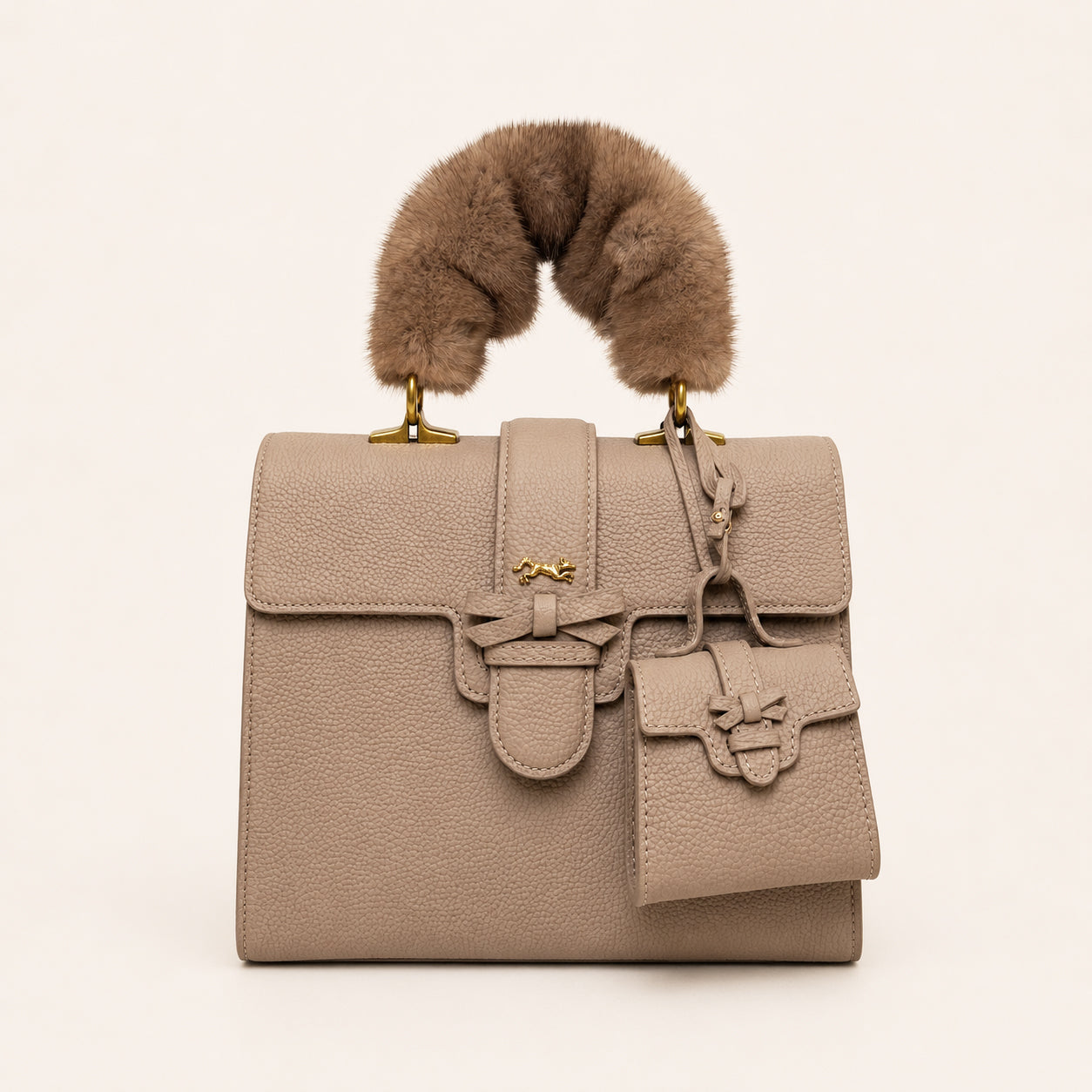 MME. CARLTON BOW PETITE BAG - MINK NUDE
