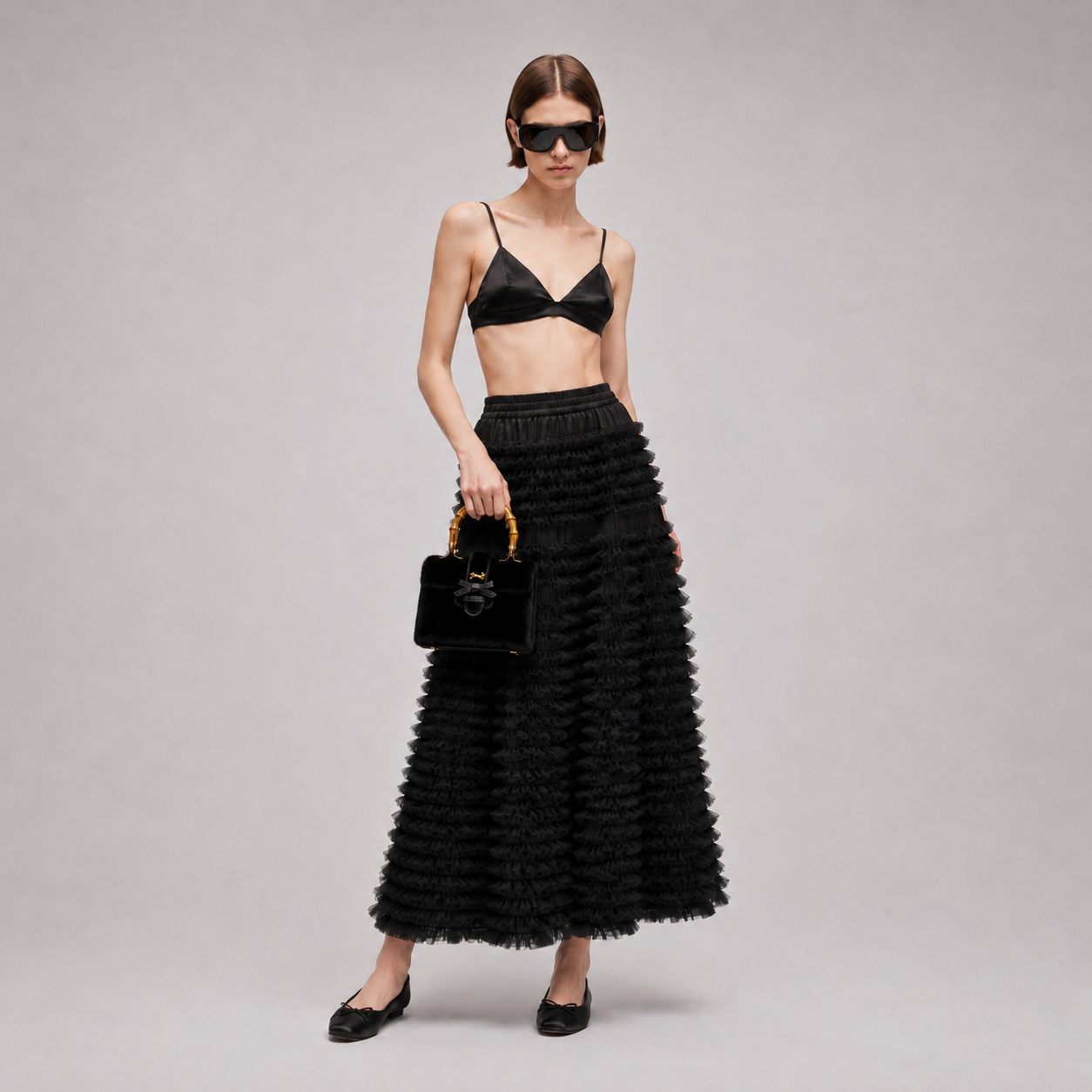 MME. OPERA TULLE SKIRT + BRALETTE - NOIR