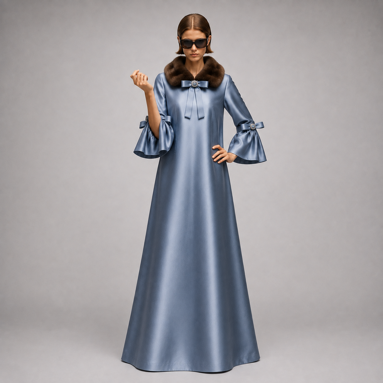 MME.MINK OPERA GARDEN GOWN - Cornflower