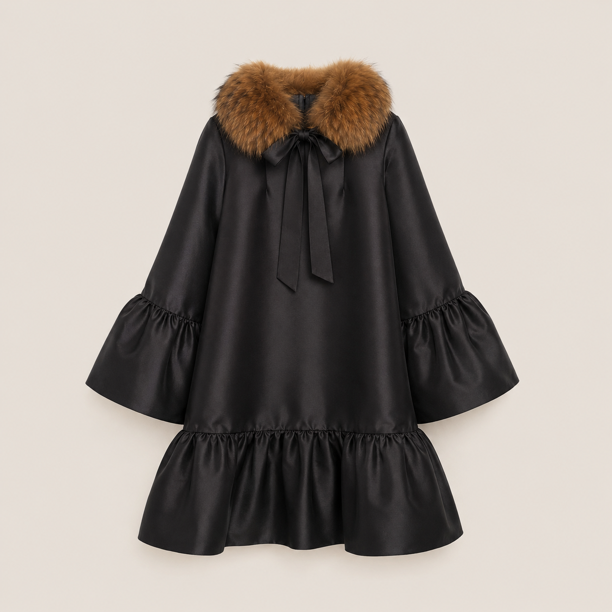 MME.MADISON SATIN TWILL DRESS - NOIR