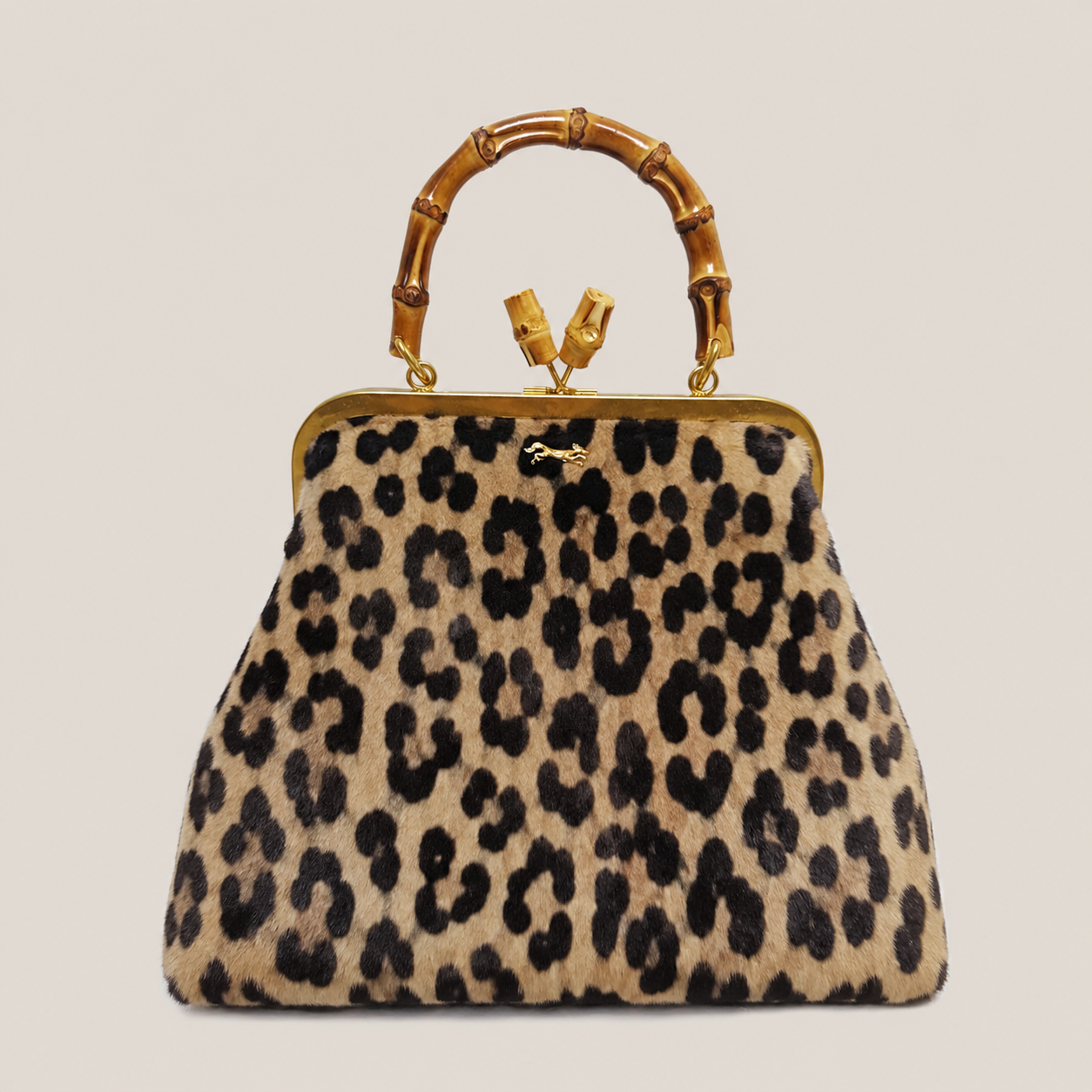 MME. No. 7  Bamboo Clutch - Leopard Pony Hair